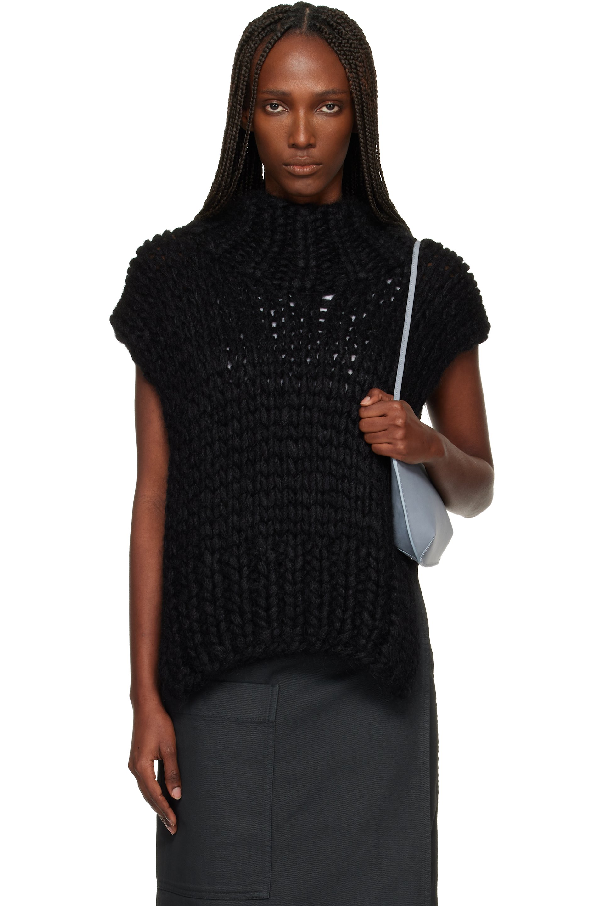 ISSEY MIYAKE - Black November Silk Mohair Hand-Knit Vest