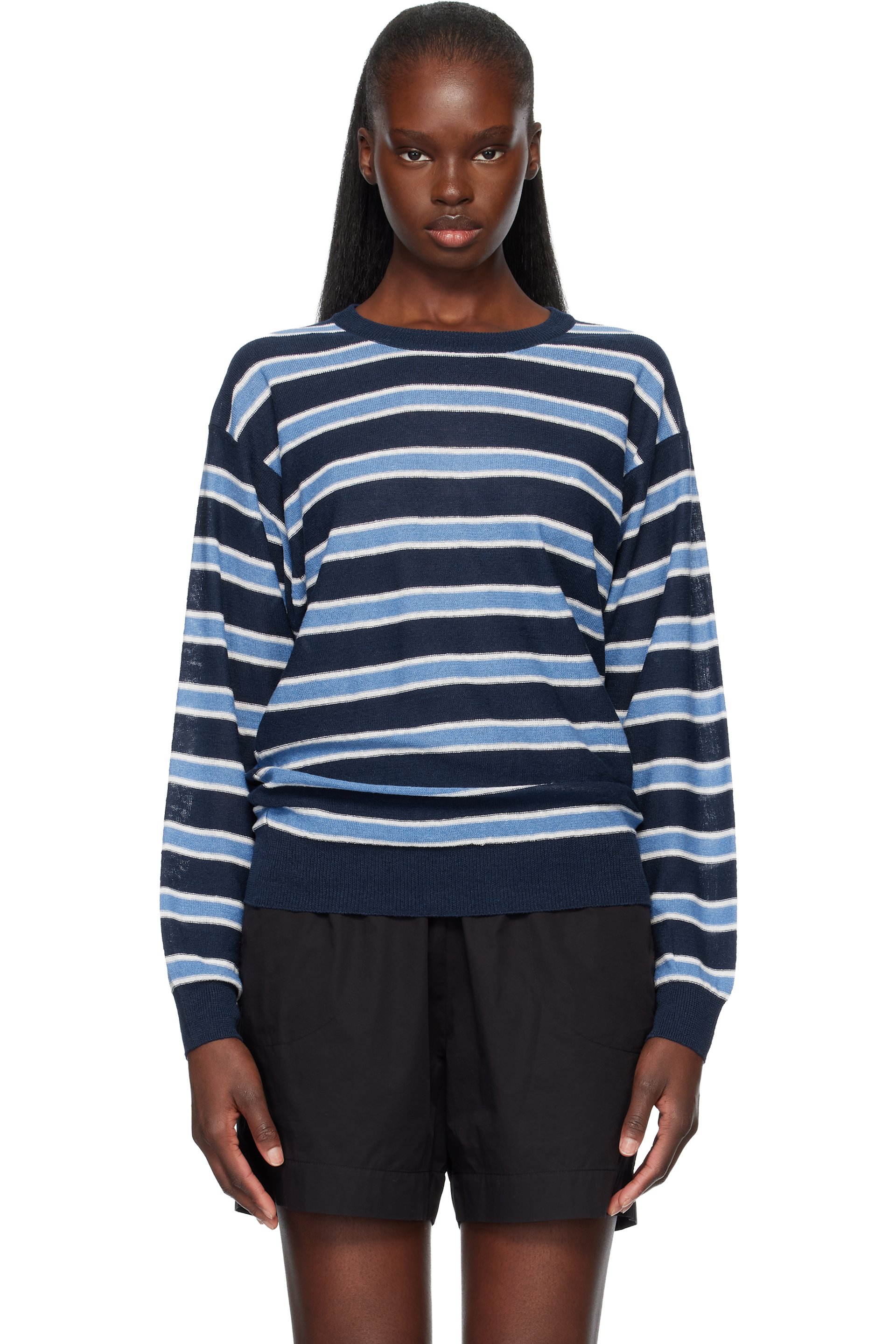 Nothing Written - Blue Stripe Round Pullover Sweater
