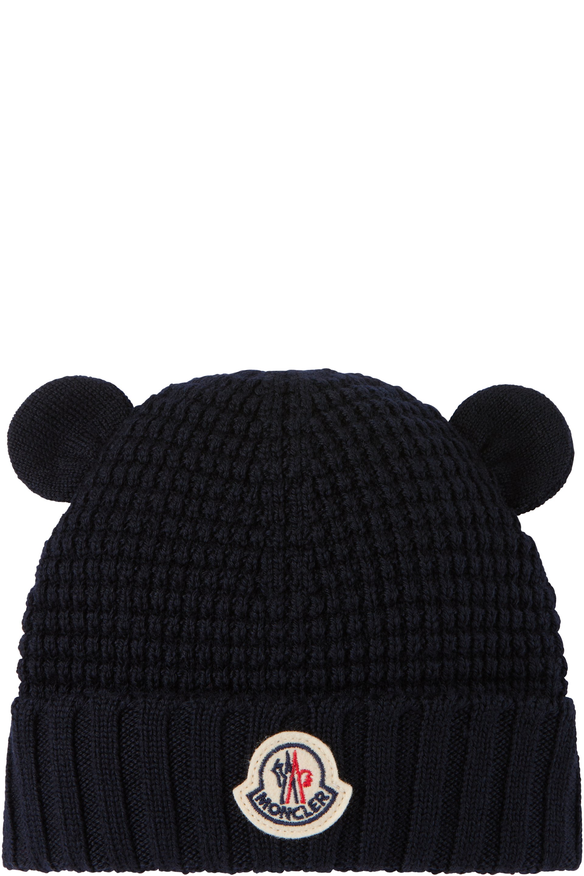 Moncler Enfant ベビー｜ネイビー Teddy Bear Ears ウール ビーニー