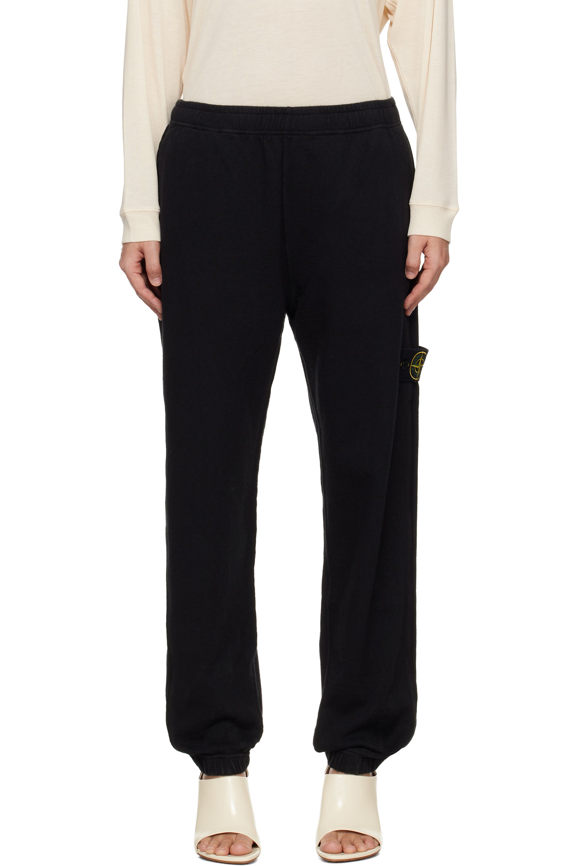 Stone Island - Black 6200012 Malfilé Fleece 'Old' Effect Sweatpants