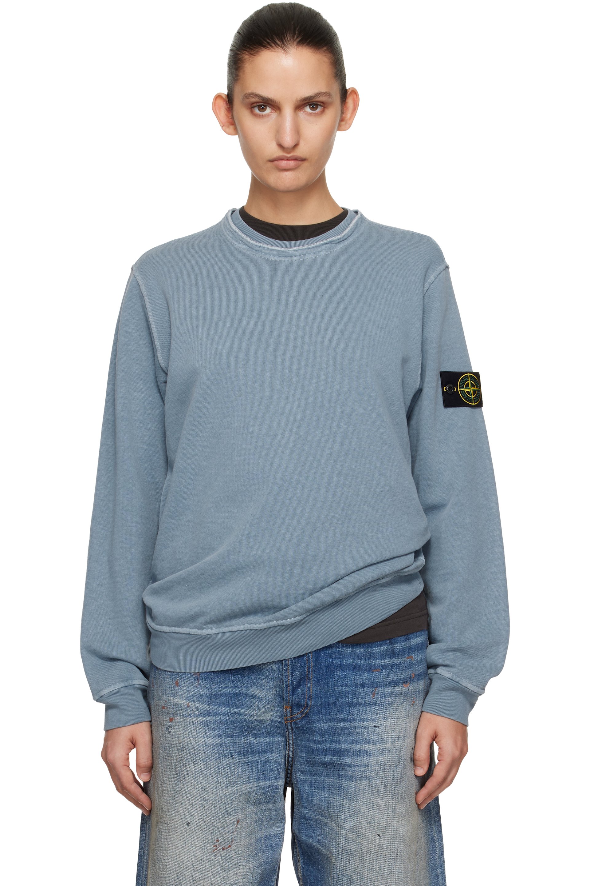 Stone Island - 蓝色 6100034 Malfilé Fleece Old Effect 套头衫