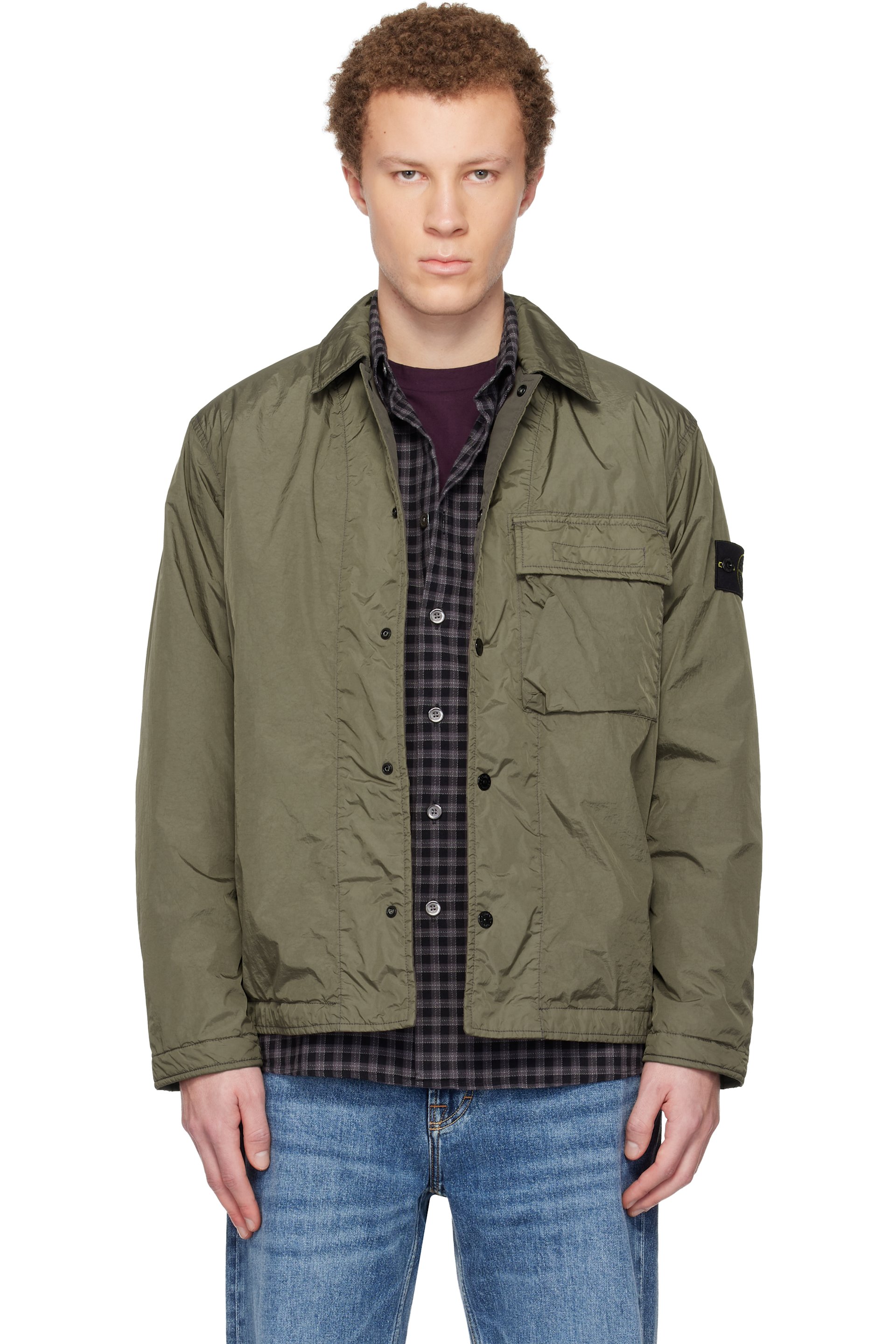 Stone Island - Khaki 1200002 Crinkle Reps NY Overshirt