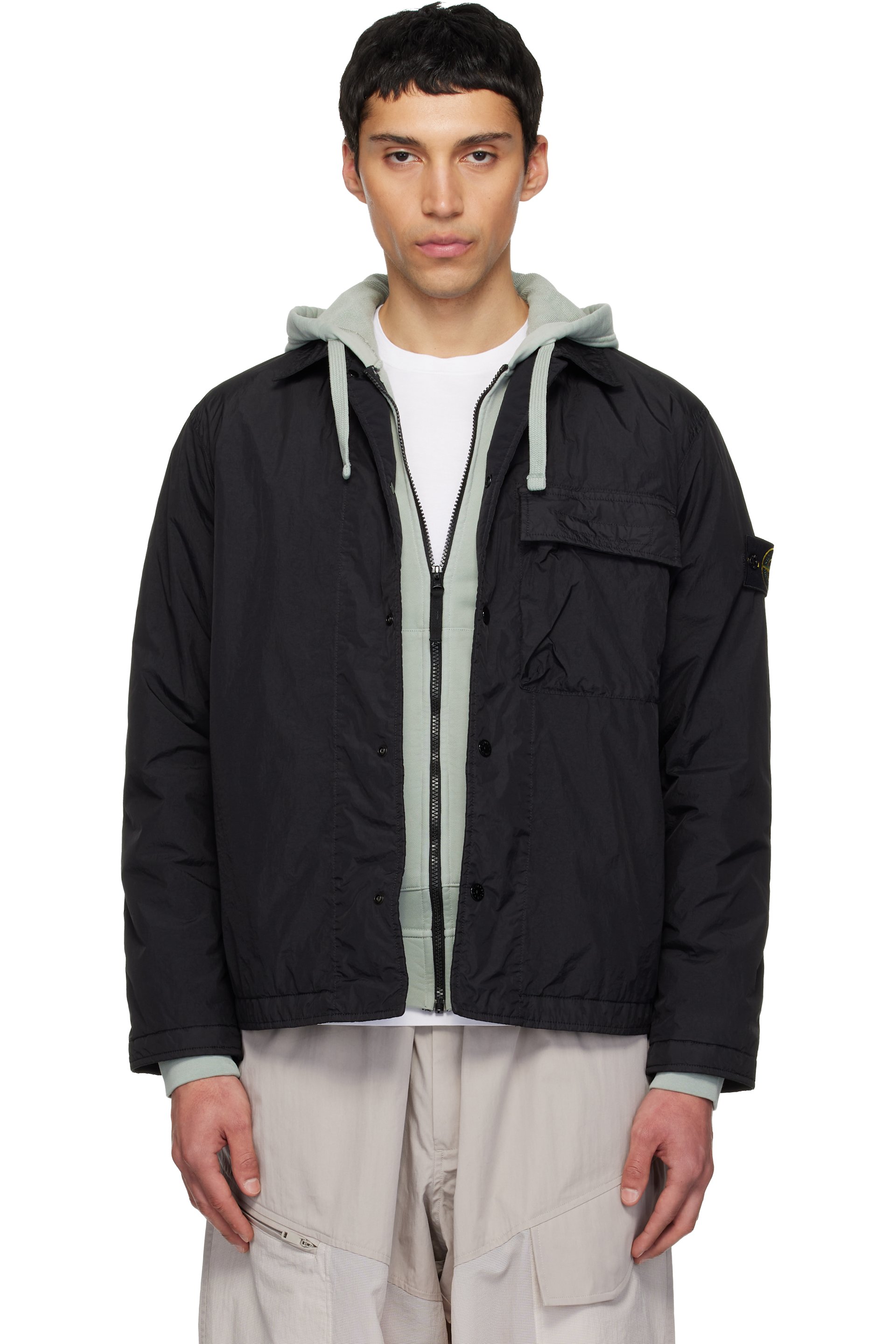 Stone Island - Black 1200002 Garment Dyed Crinkled Reps Shirt Jacket