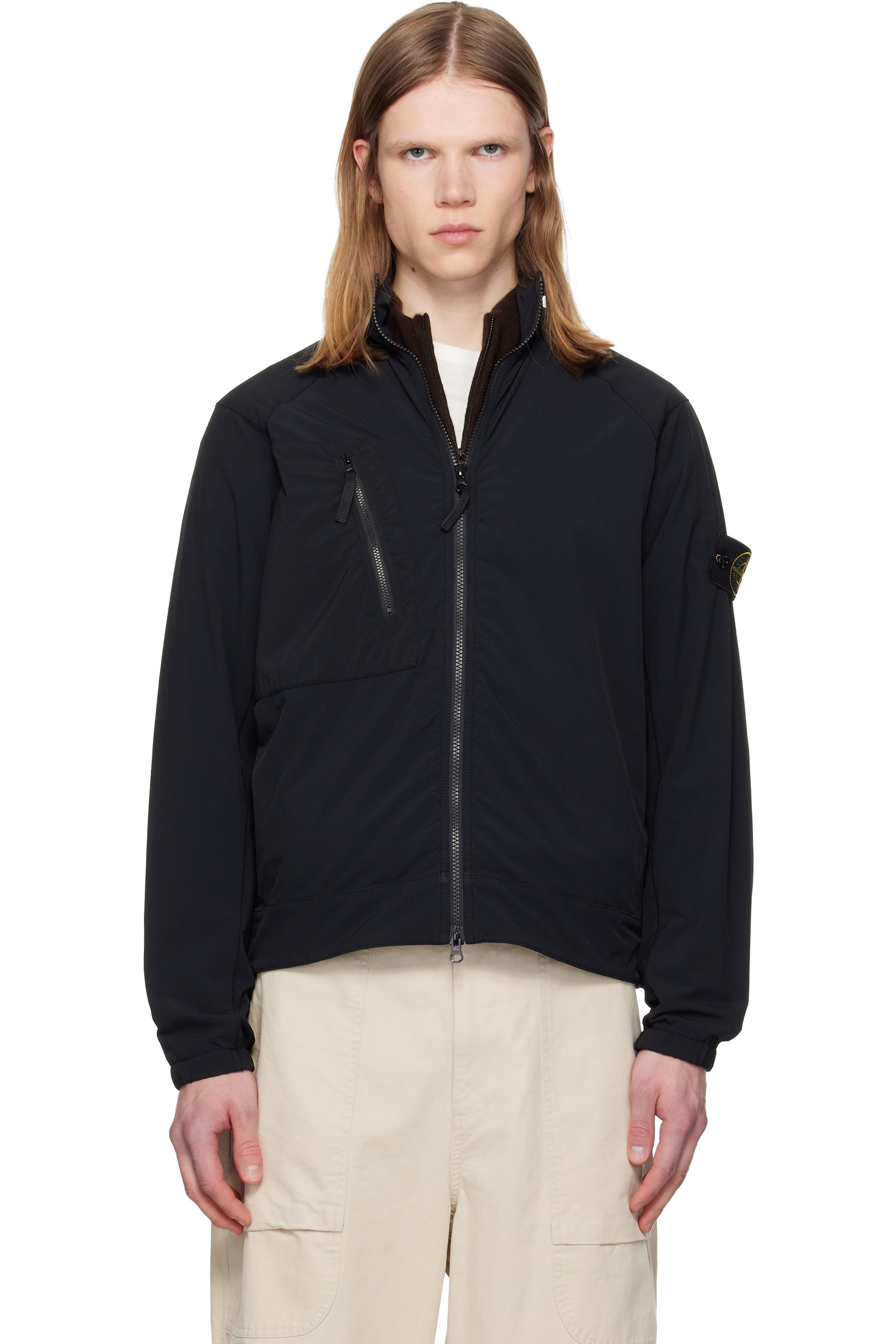 Stone Island - Black 1200036 Stretch Nylon Tech Fleece Jacket