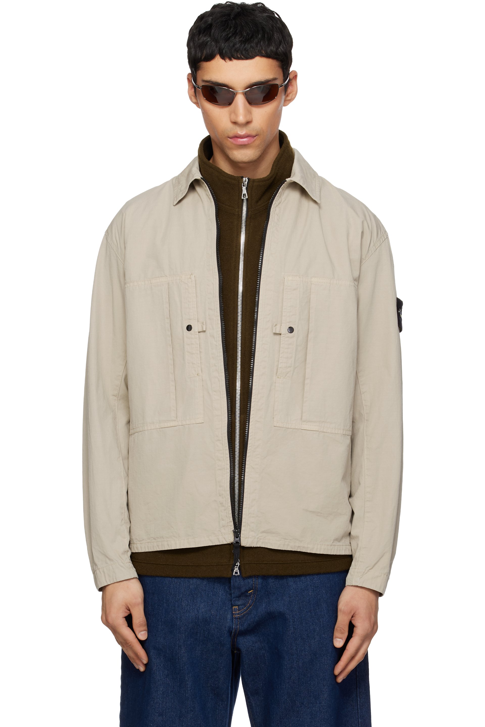 Stone Island - Beige 1200005 Mercerized Organic Cotton Ripstop Jacket
