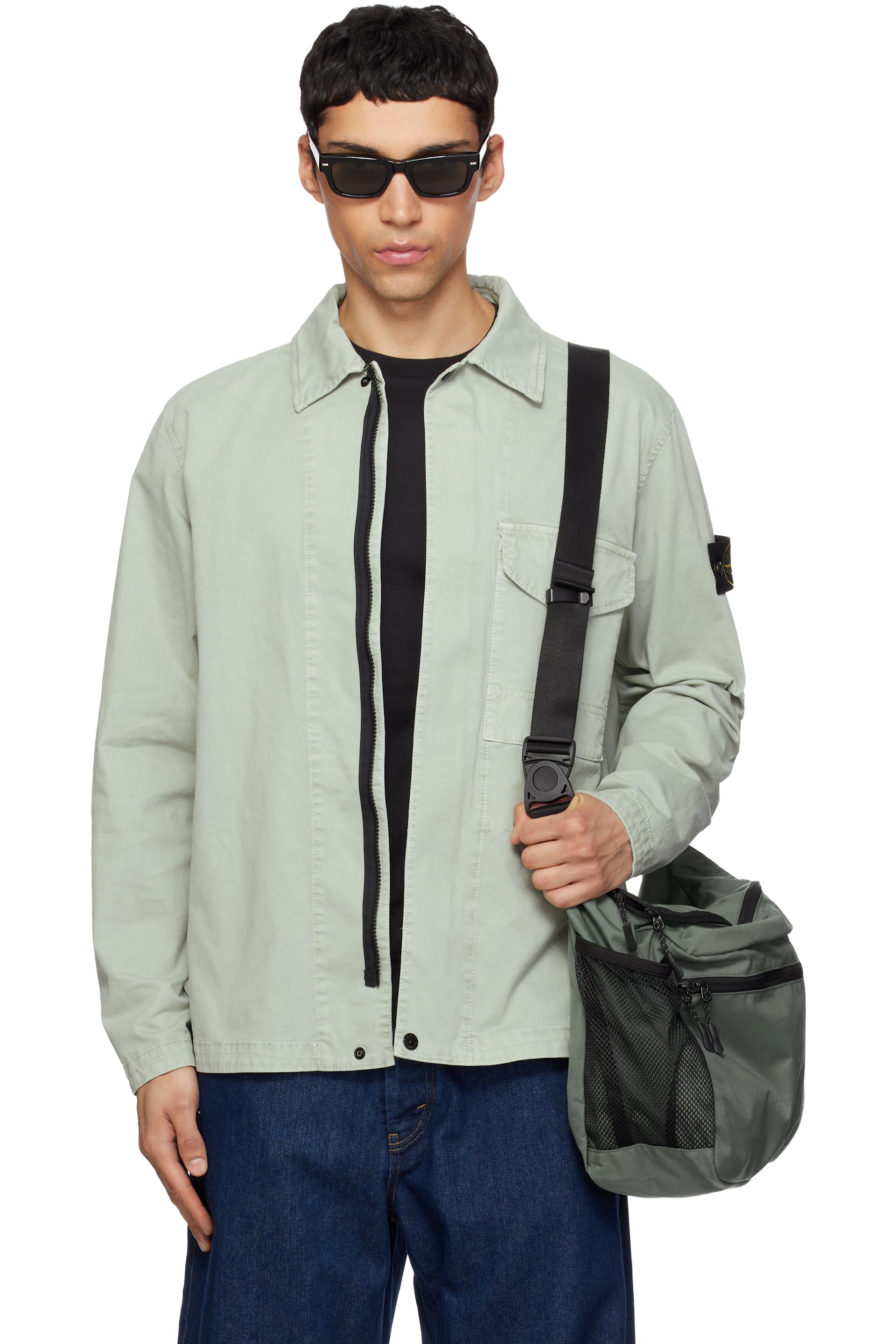 Stone Island - Green 1200001 Organic Cotton Stretch 'Old' Effect Jacket