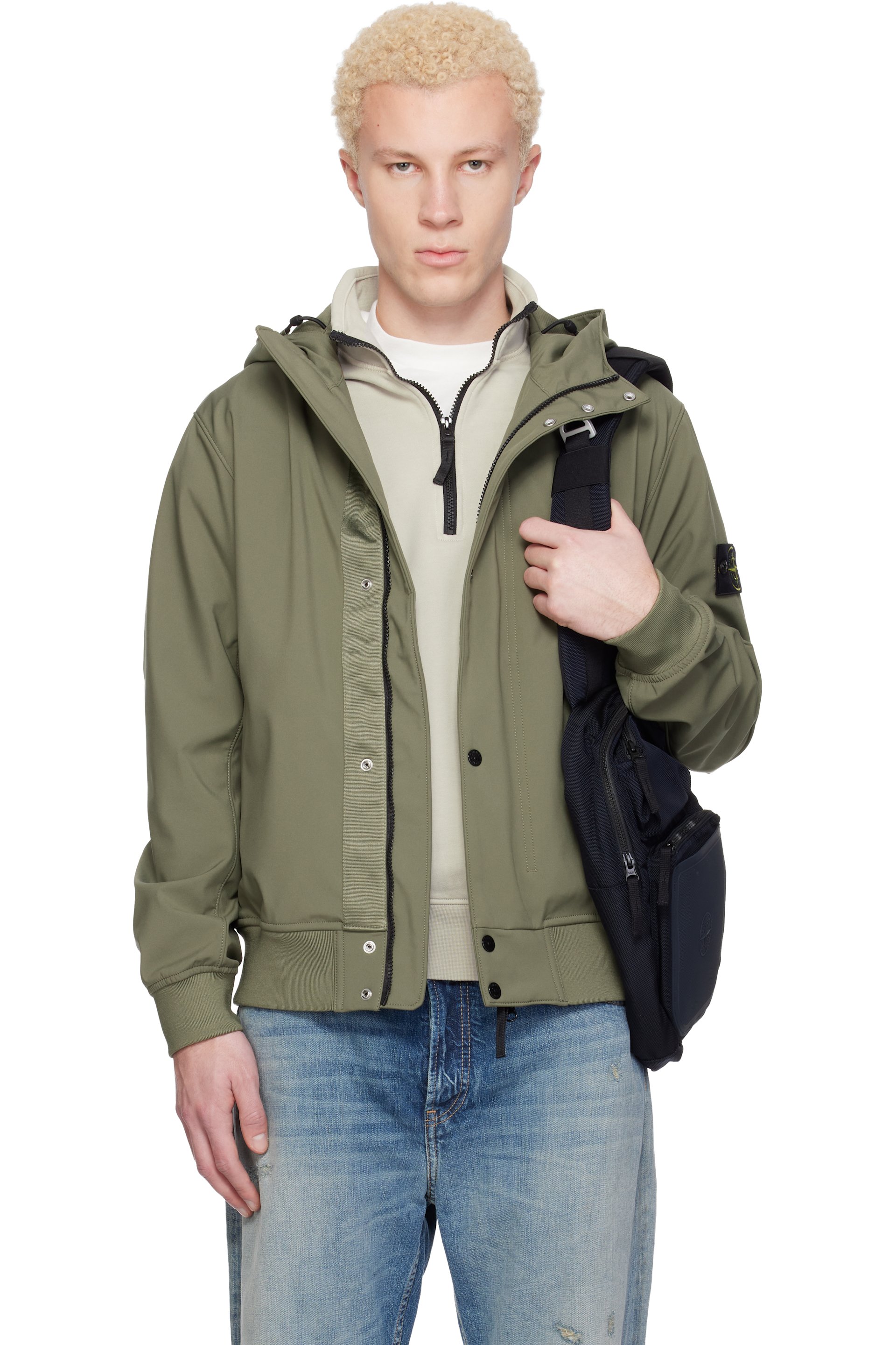 Stone Island - Khaki 4100118 Light Soft Shell-R E.Dye Technology Jacket