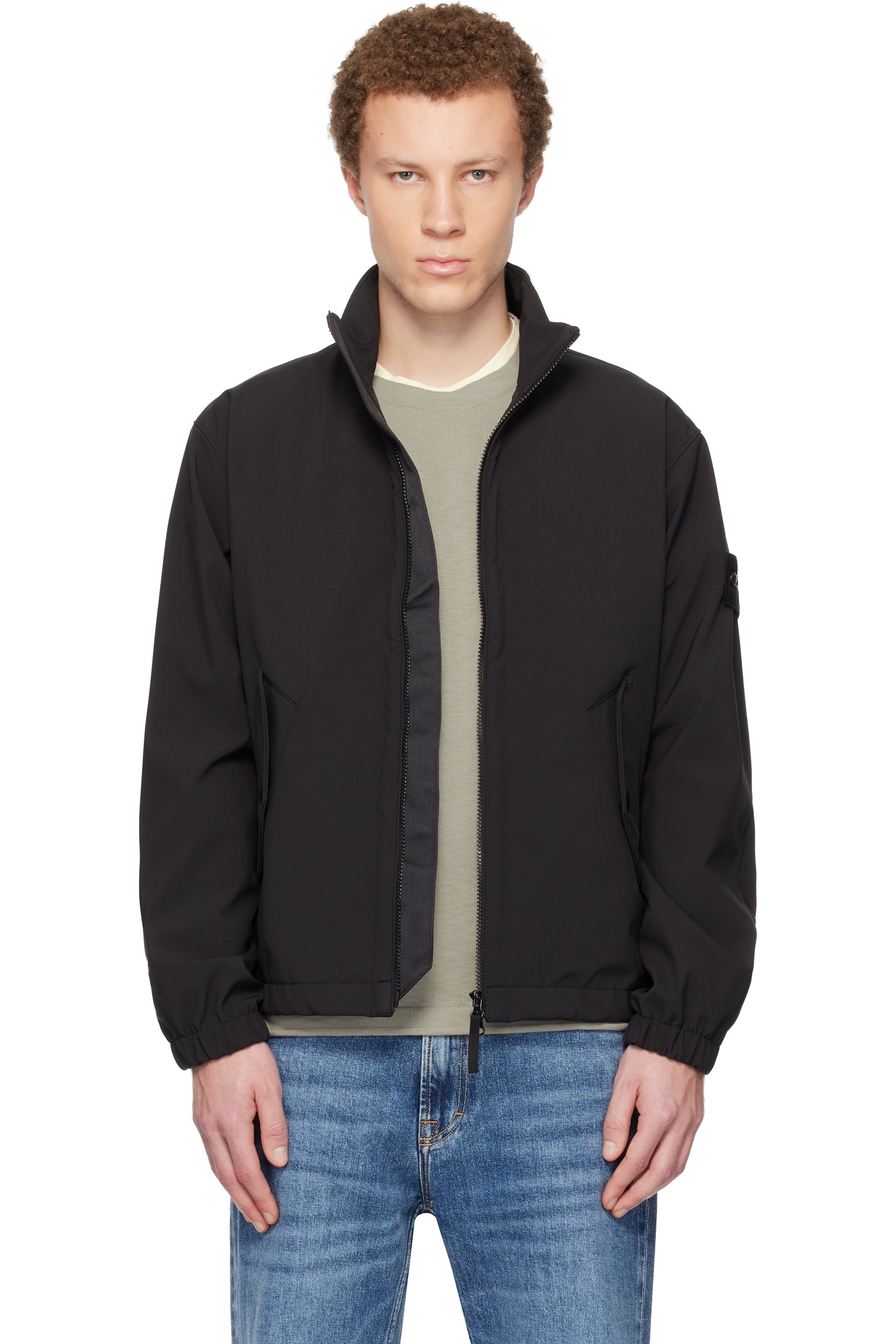 Stone Island - Black 4100022 Light Soft Shell-R e.dye Technology Jacket