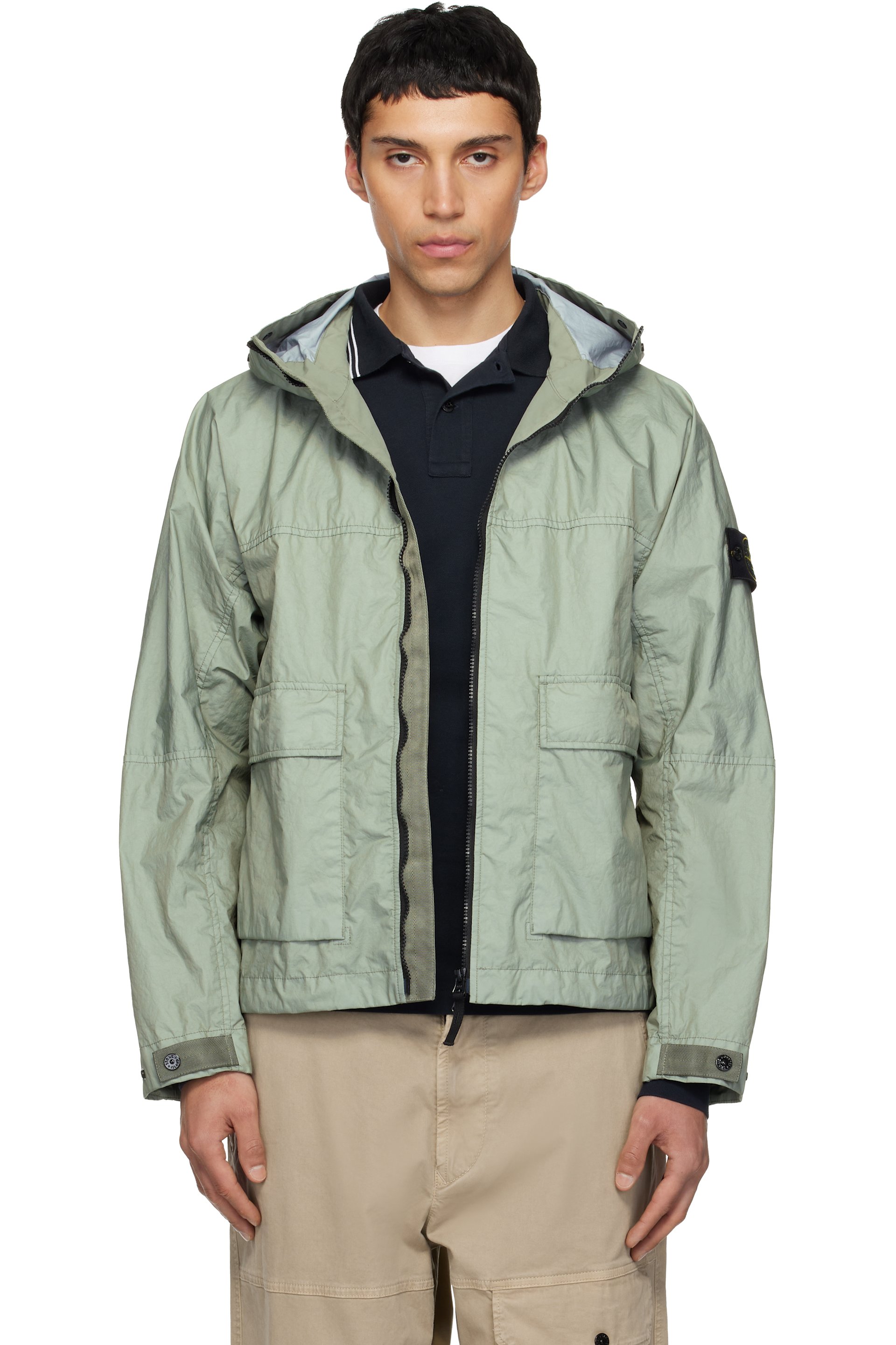Stone Island - Green 410004 Membrana 3L TC Hooded Jacket