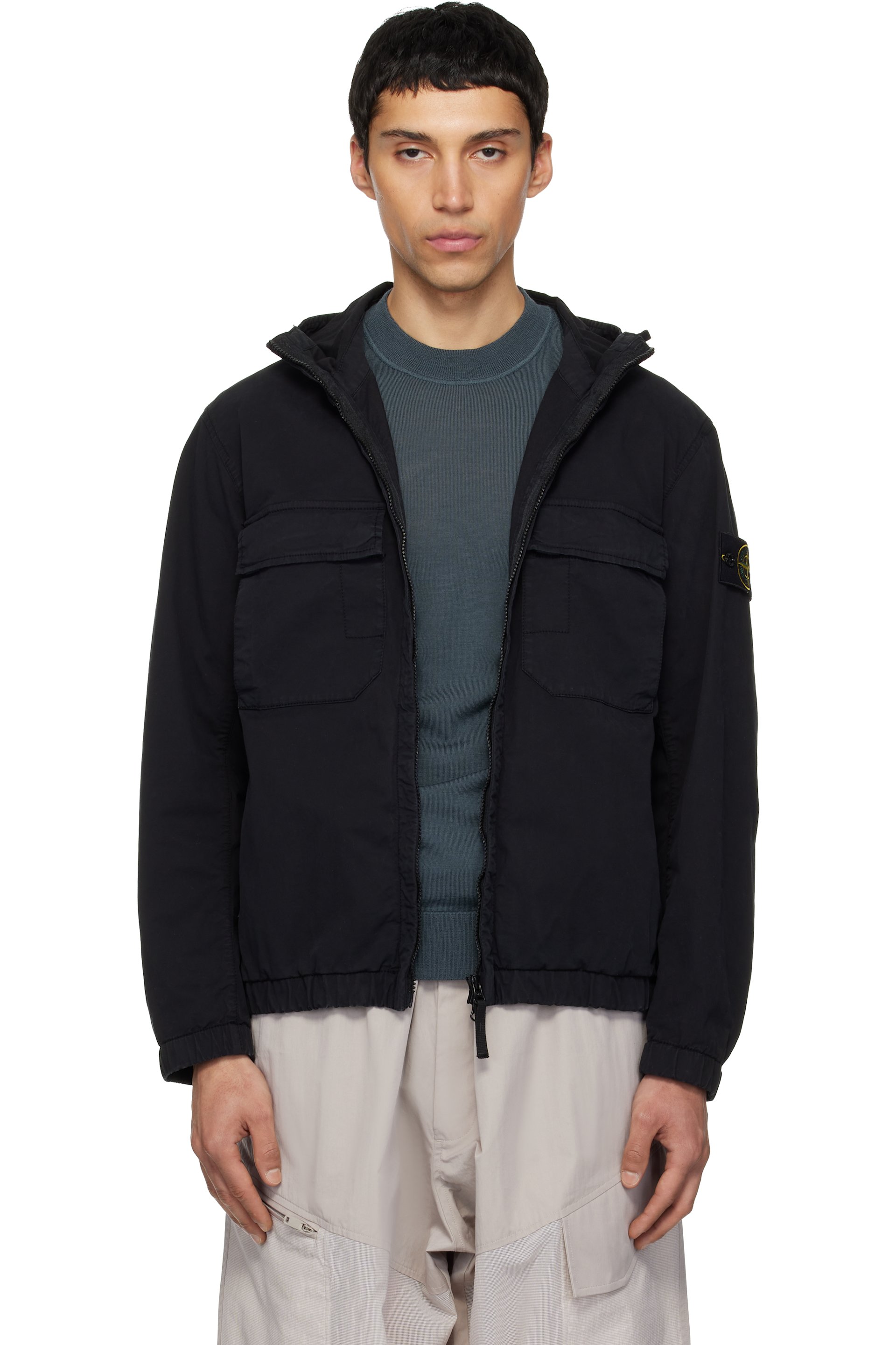 Stone Island - Black 4100077 Stretch Organic Cotton Twill Jacket