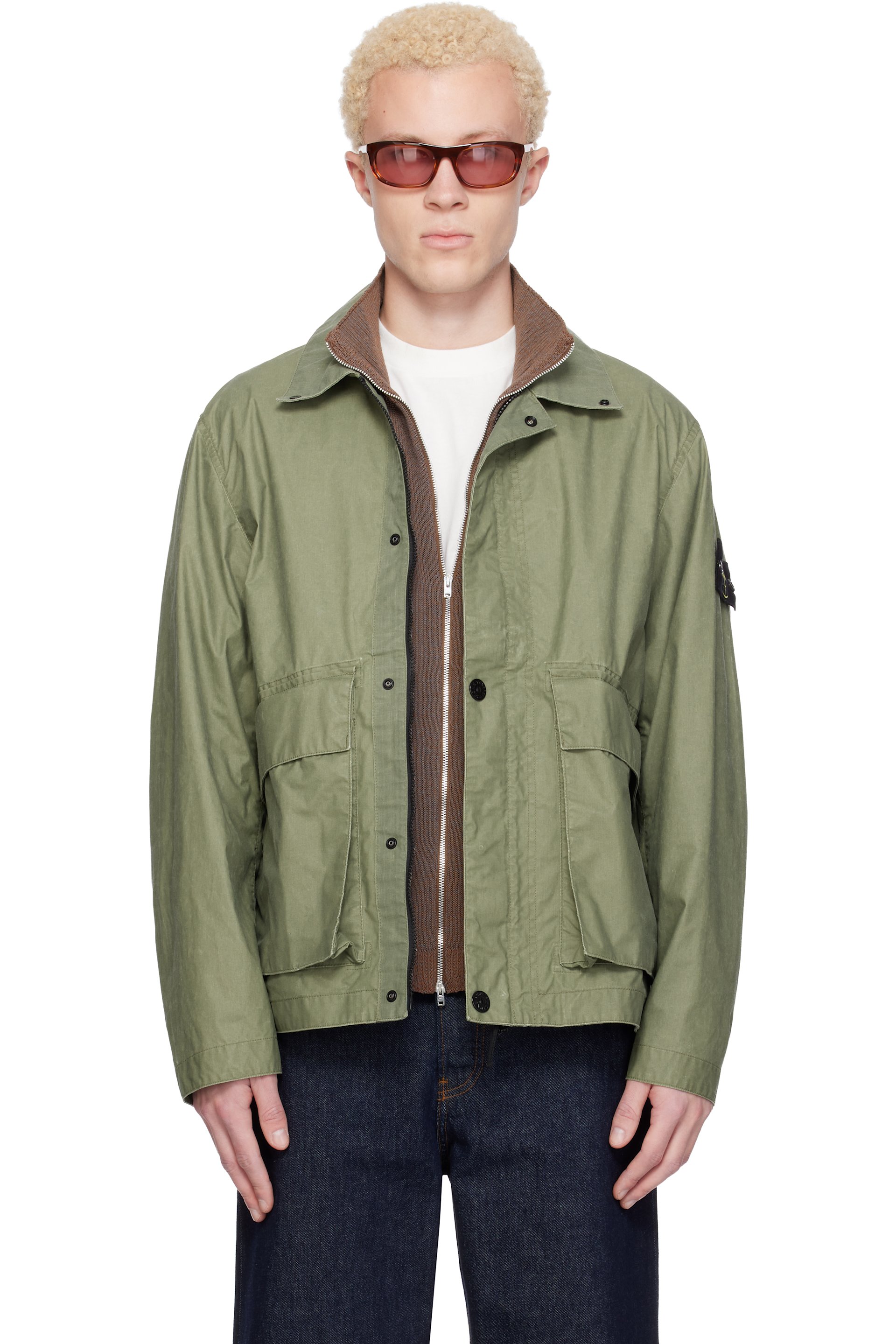 Stone Island - Khaki 4100054 Waxed Pigment Cotton Tela Jacket