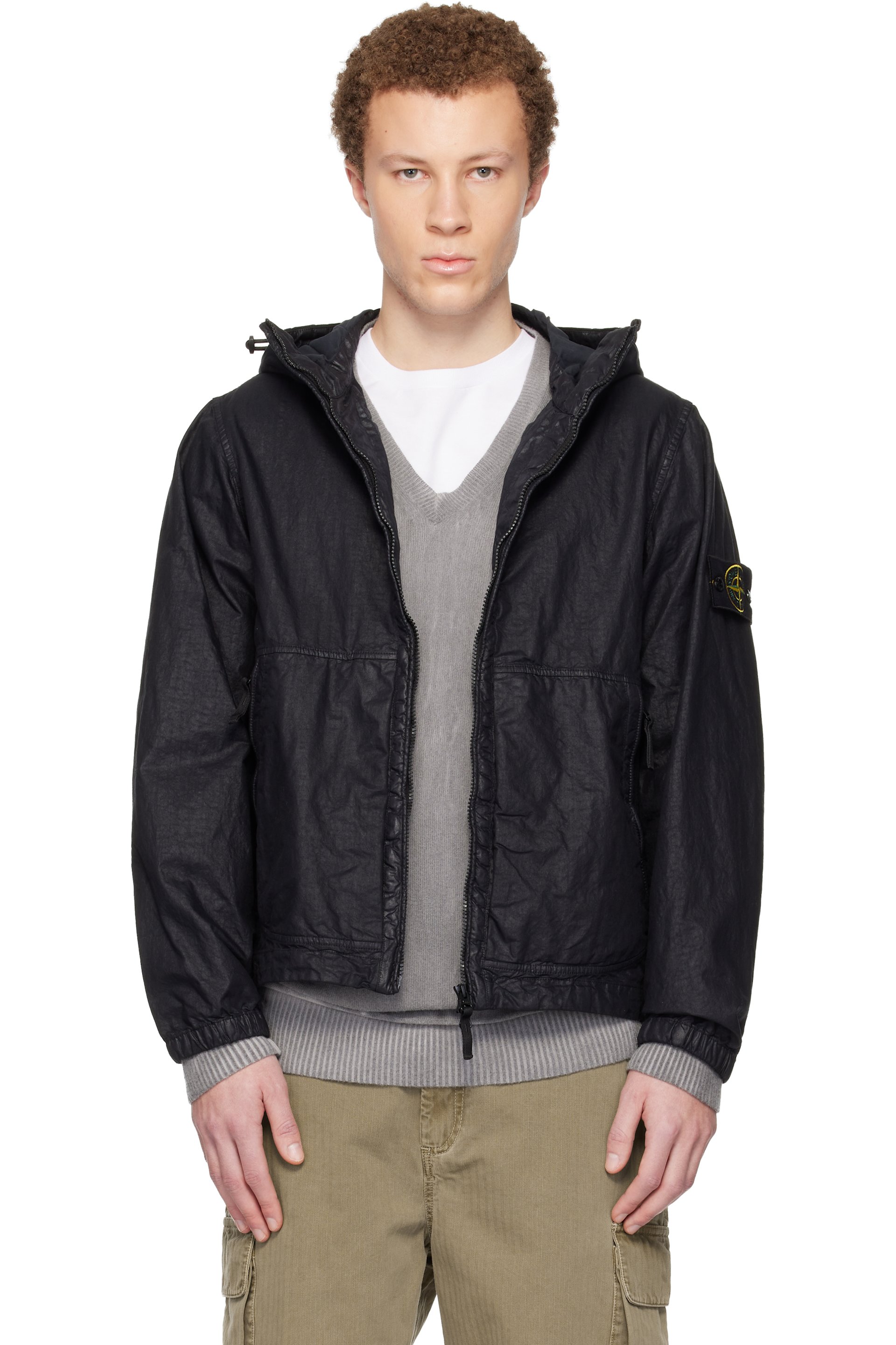 Stone Island - Black 4100053 Organic-Look Nylon Panama-TC Jacket