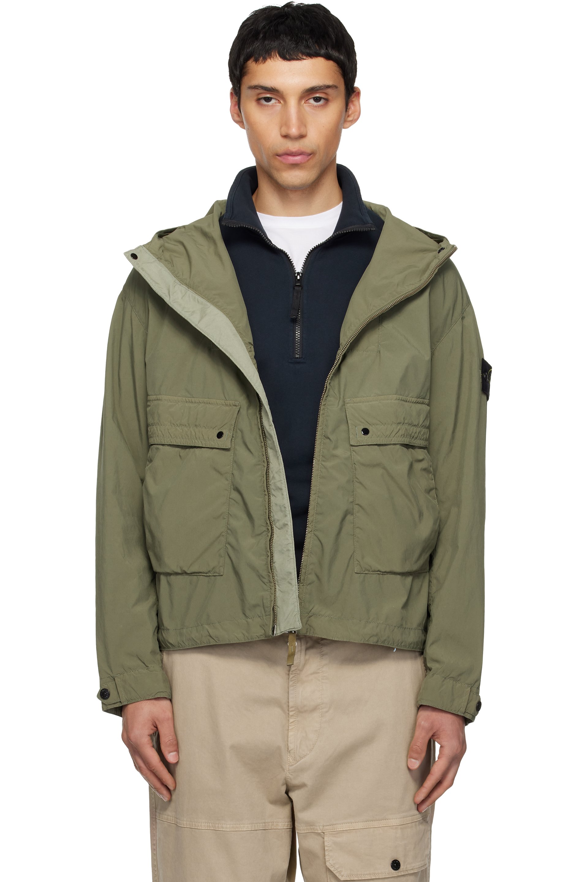 Stone Island - Khaki 4100052 Light Compact Touch Short Jacket