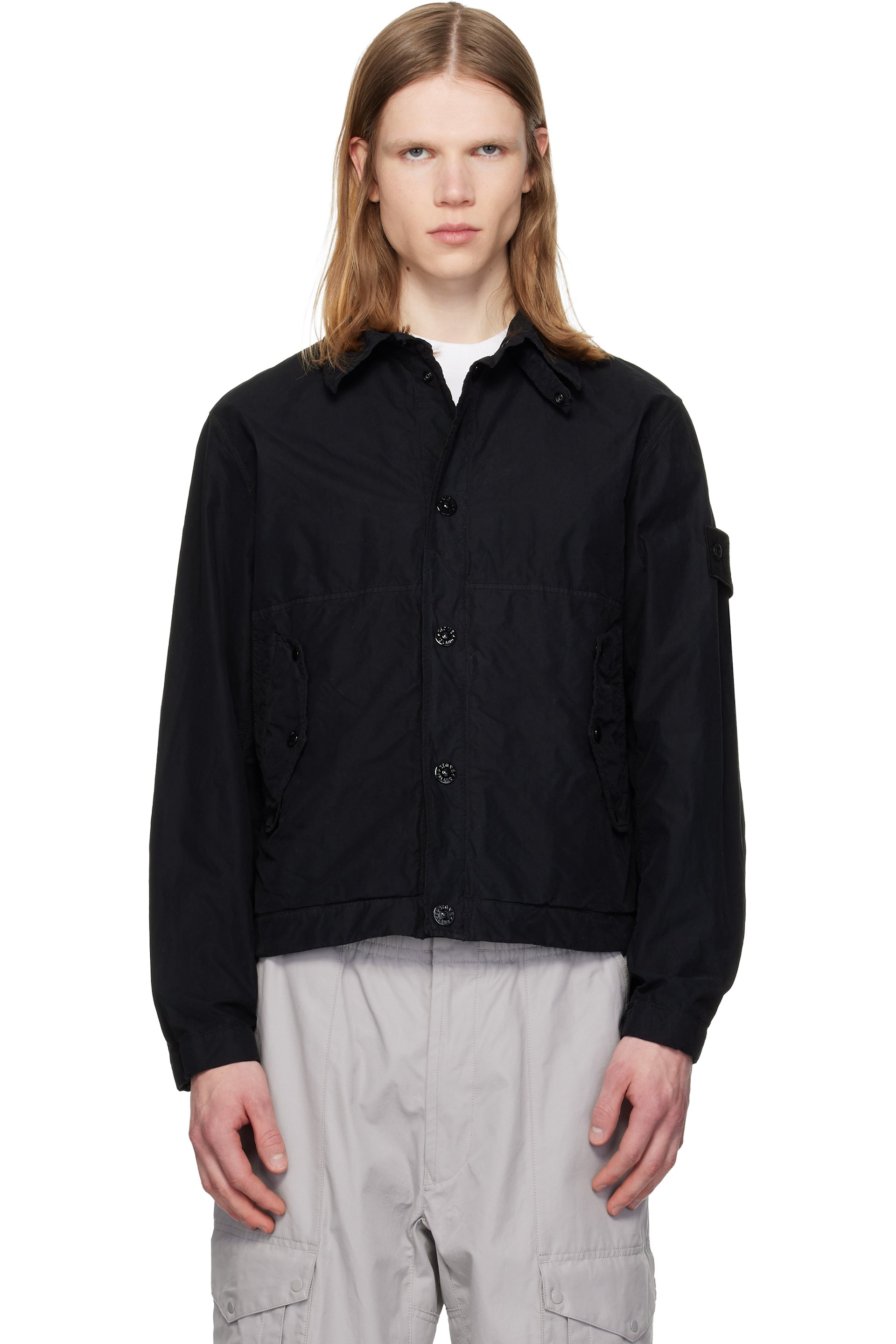 Stone Island - Black 4100036 David Light-TC_S.I. Ghost Jacket