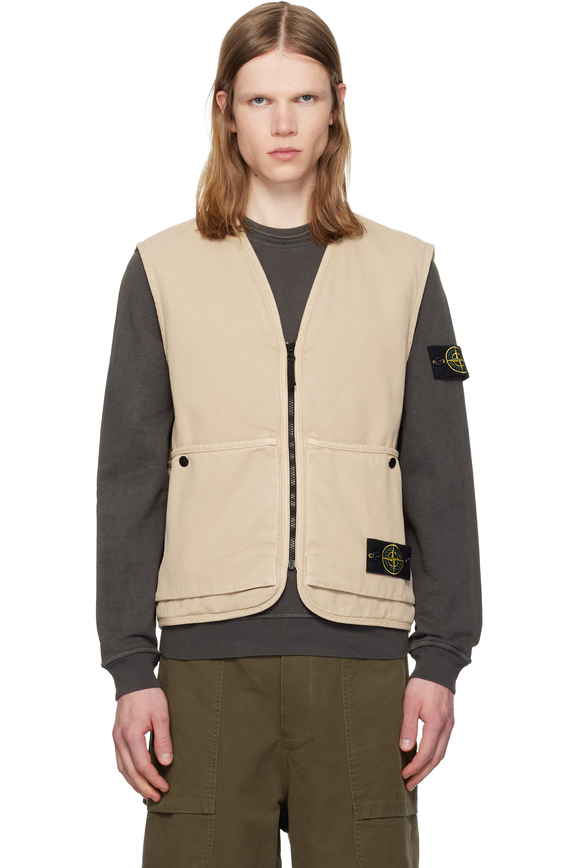 Stone Island - Beige 6100007 Organic Panama Cotton 'Old' Effect Vest