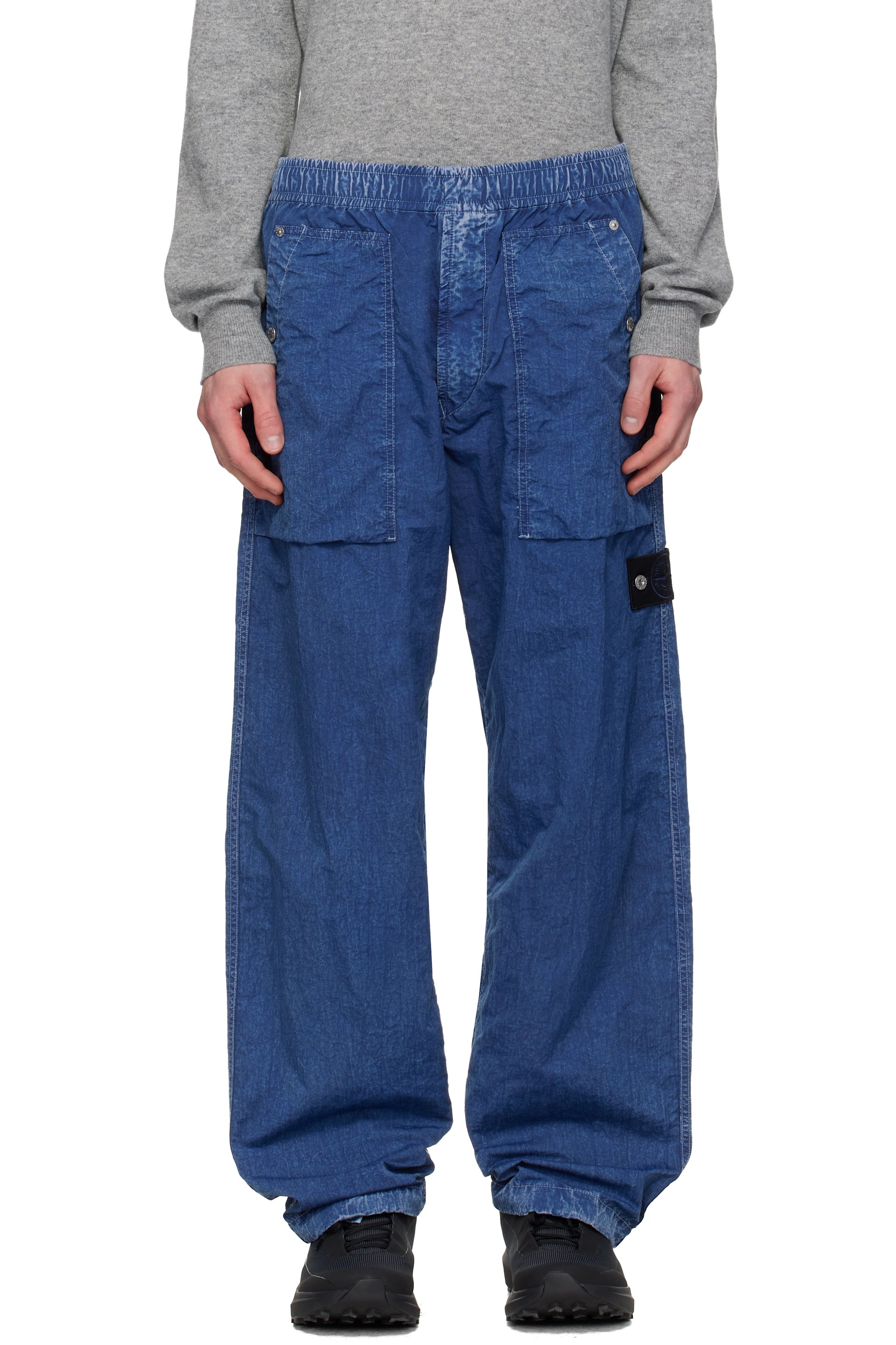 Stone Island - Navy 3100001 Hollow Fibre Indigo-TC Marmo Corrosion Trousers