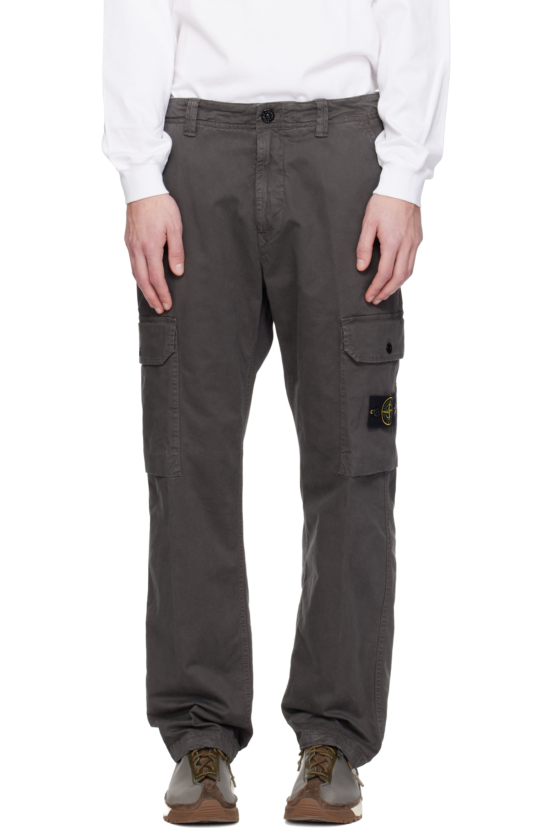 Stone Island - Gray 3100011 Organic Broken Twill Old Effect Cargo Pants