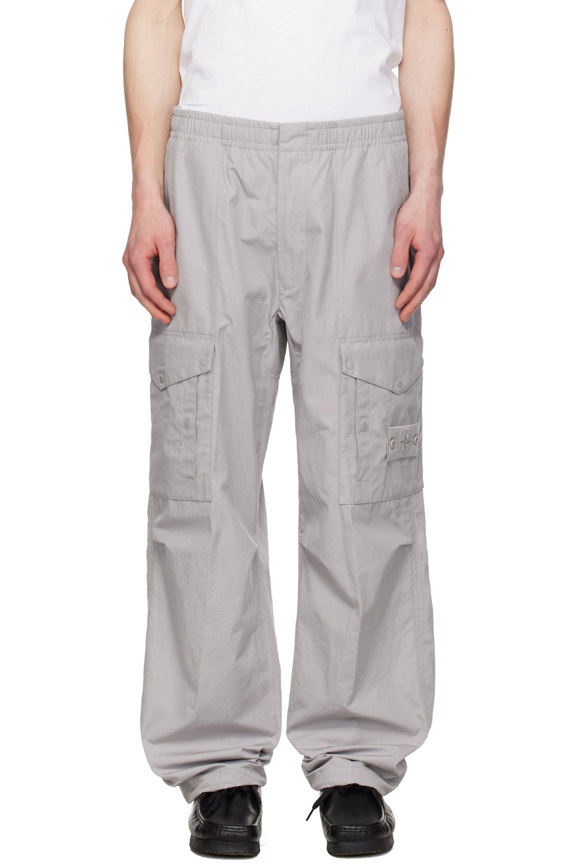 Stone Island - Gray 3100017 All-Weather Cotton Canvas_S.I. Ghost Cargo Pants