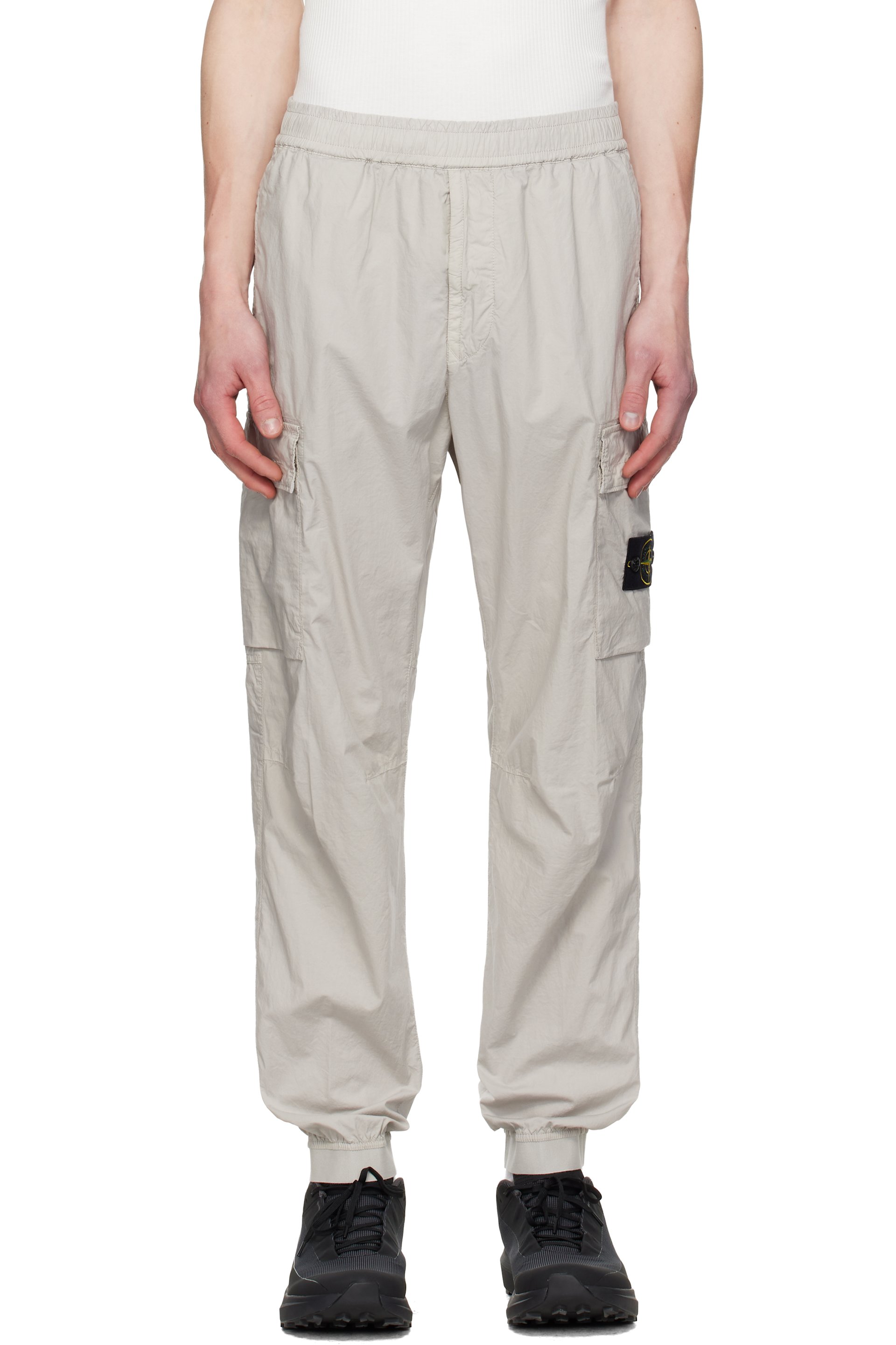 Stone Island - Gray 3100031 Stretch Cotton Tela 'Paracadute' Cargo Pants