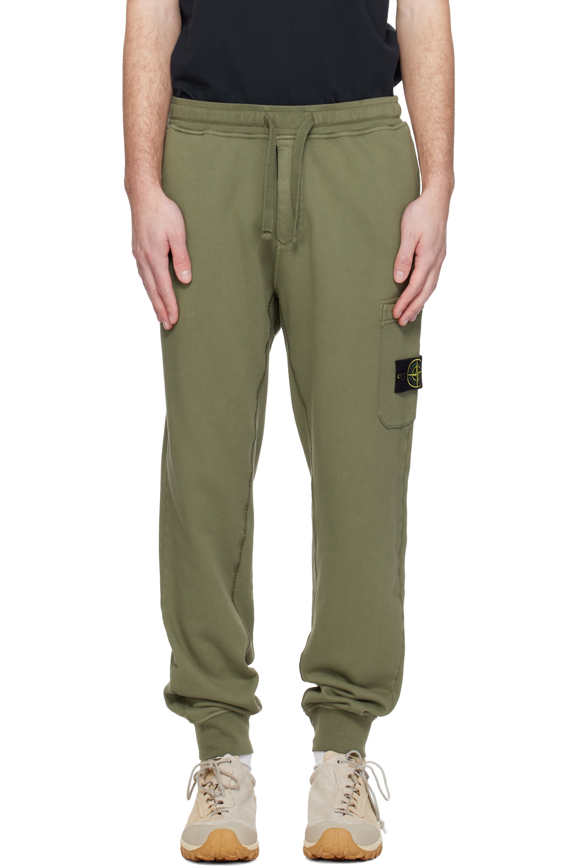 Stone Island - Khaki 6200021 Organic Cotton Fleece Cargo Pants