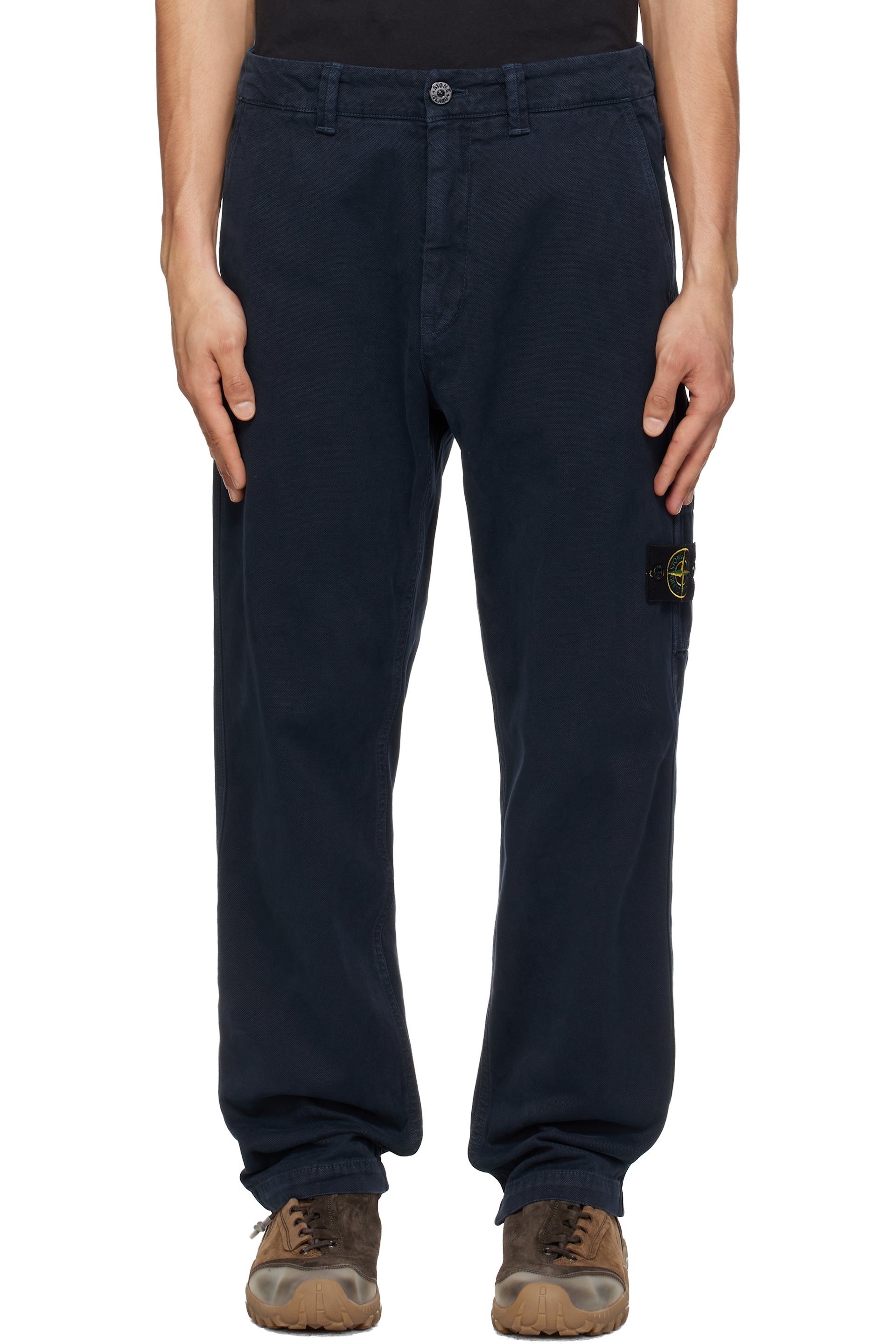 Stone Island - Navy 3100037 Stretch Organic Cotton 'Old' Effect Trousers