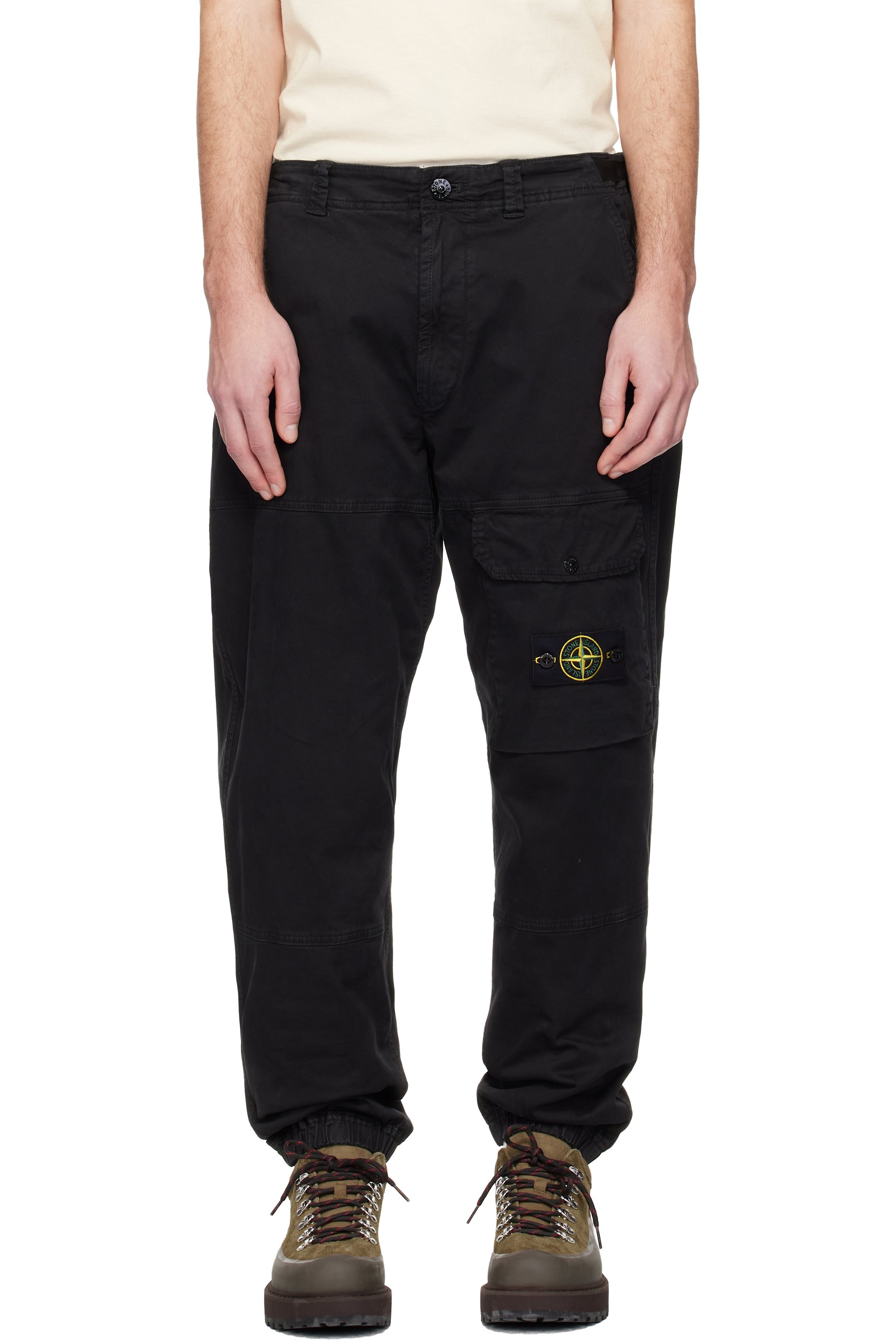 Stone Island - Black 3100010 Organic Cotton Stretch Broken Twill Trousers