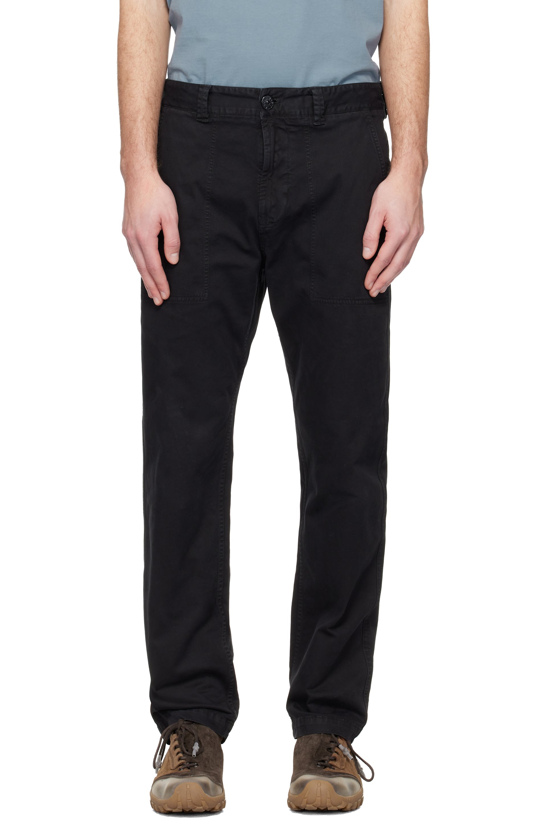 Stone Island - Black 3100003 Organic Cotton Stretch Broken Twill Trousers