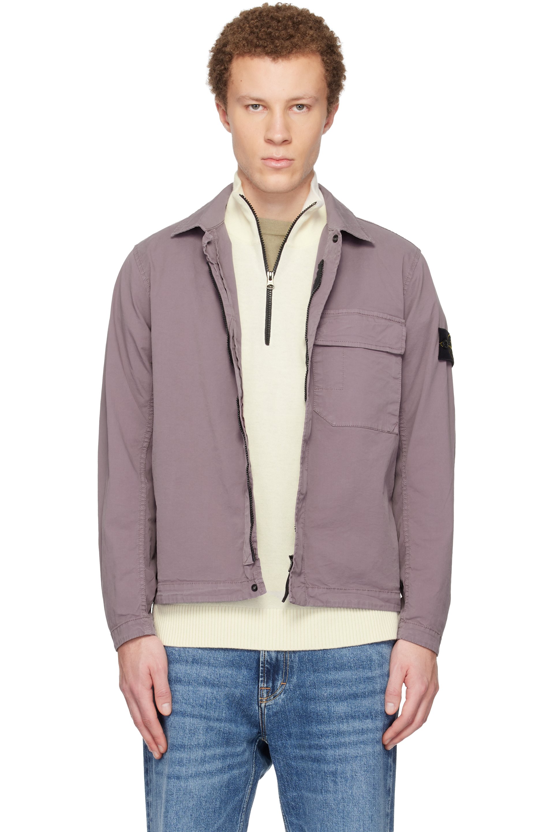 Stone Island - Purple 1200013 Stretch Organic Cotton Twill Shirt