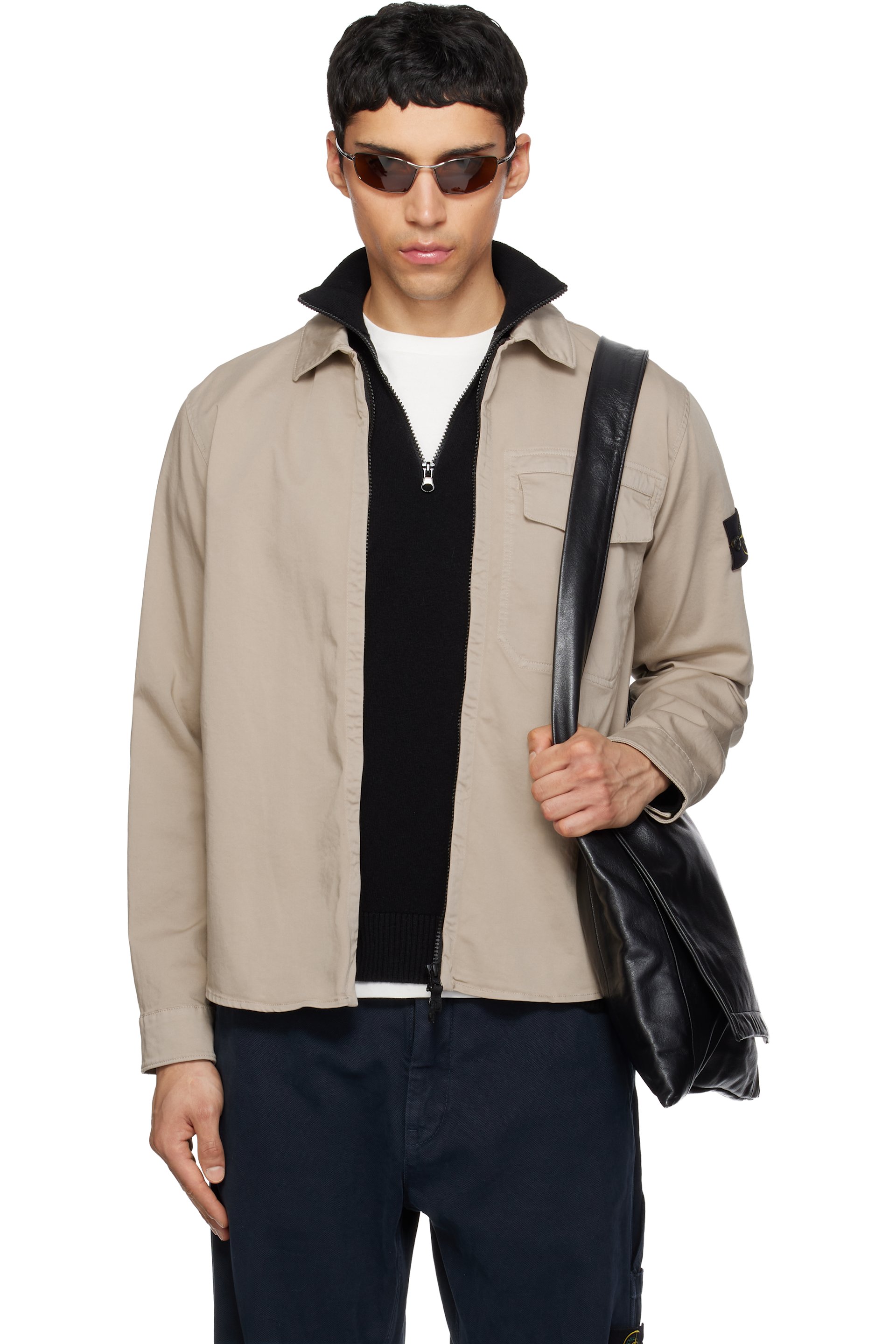 Stone Island - ベージュ 1200015 Stretch Organic Cotton Satin シャツ