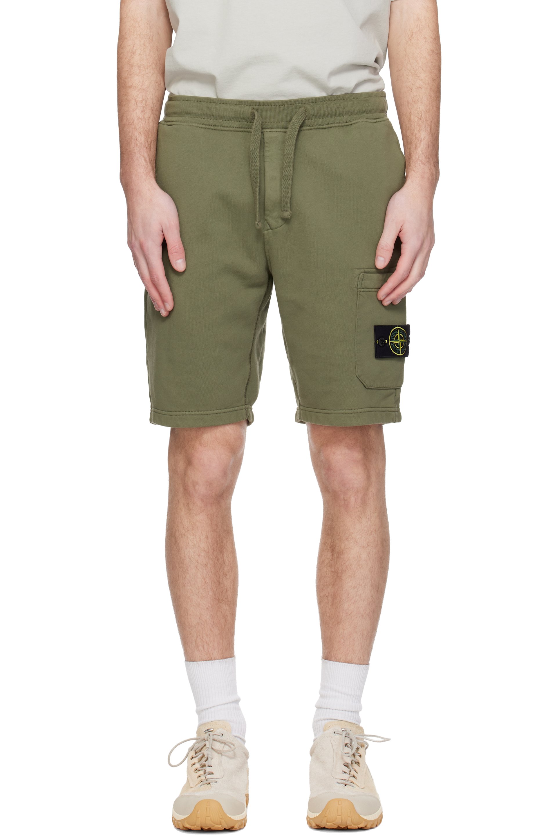 Stone Island - Khaki 6200011 Organic Cotton Fleece Shorts