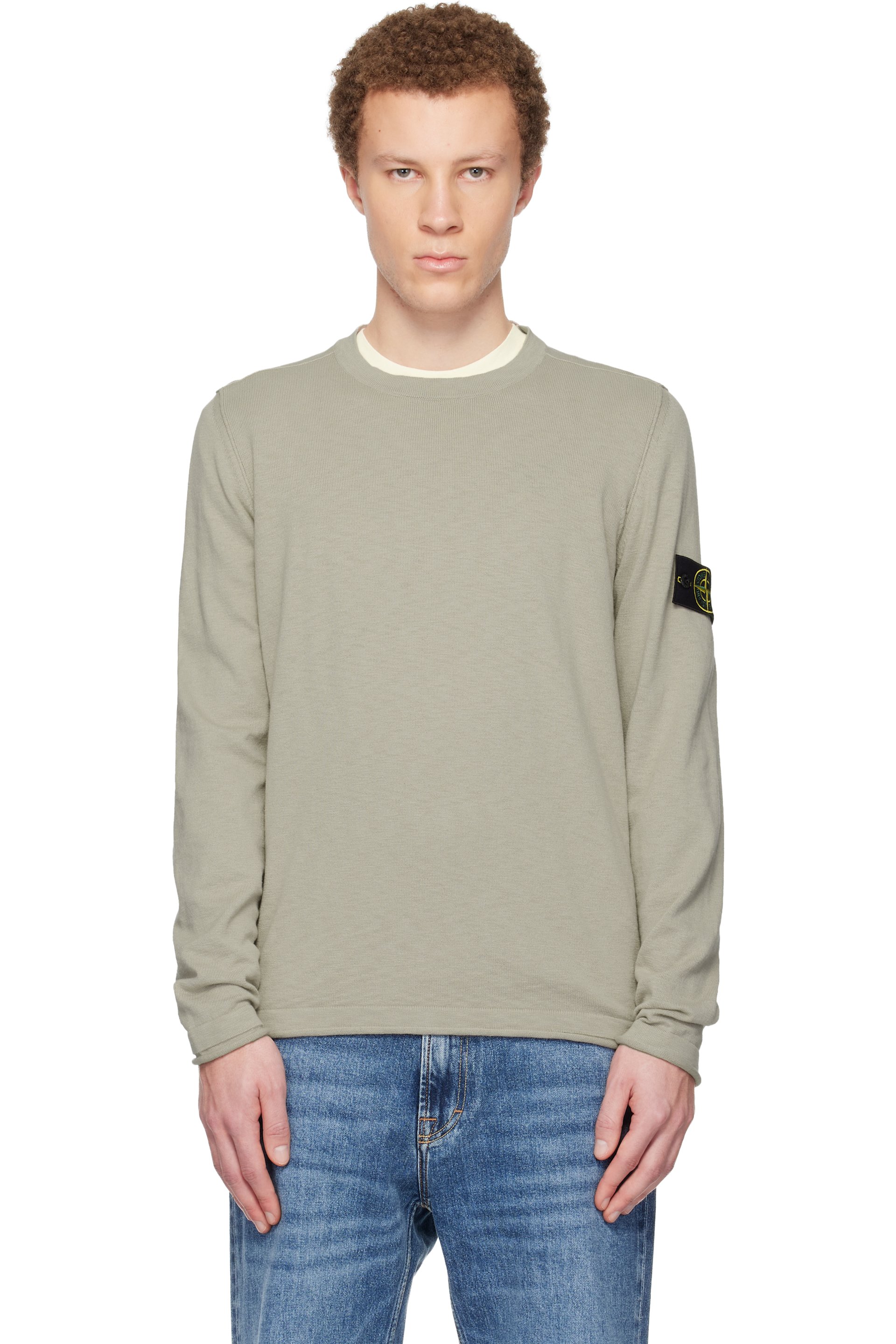 Stone Island - Pull 5100052 beige en coton bio