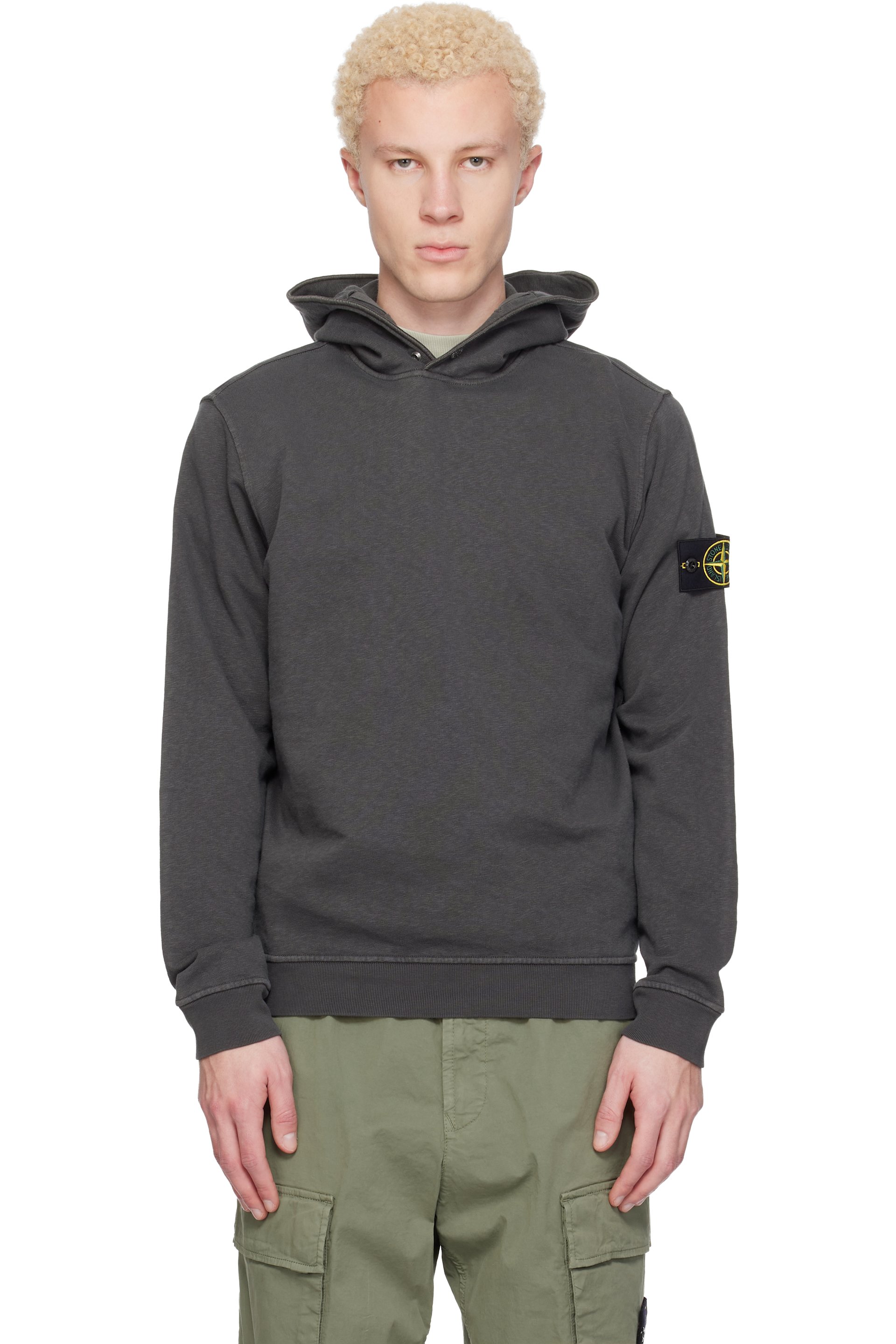 Stone Island - Gray 6100031 Malfilé Fleece Old Effect Hoodie