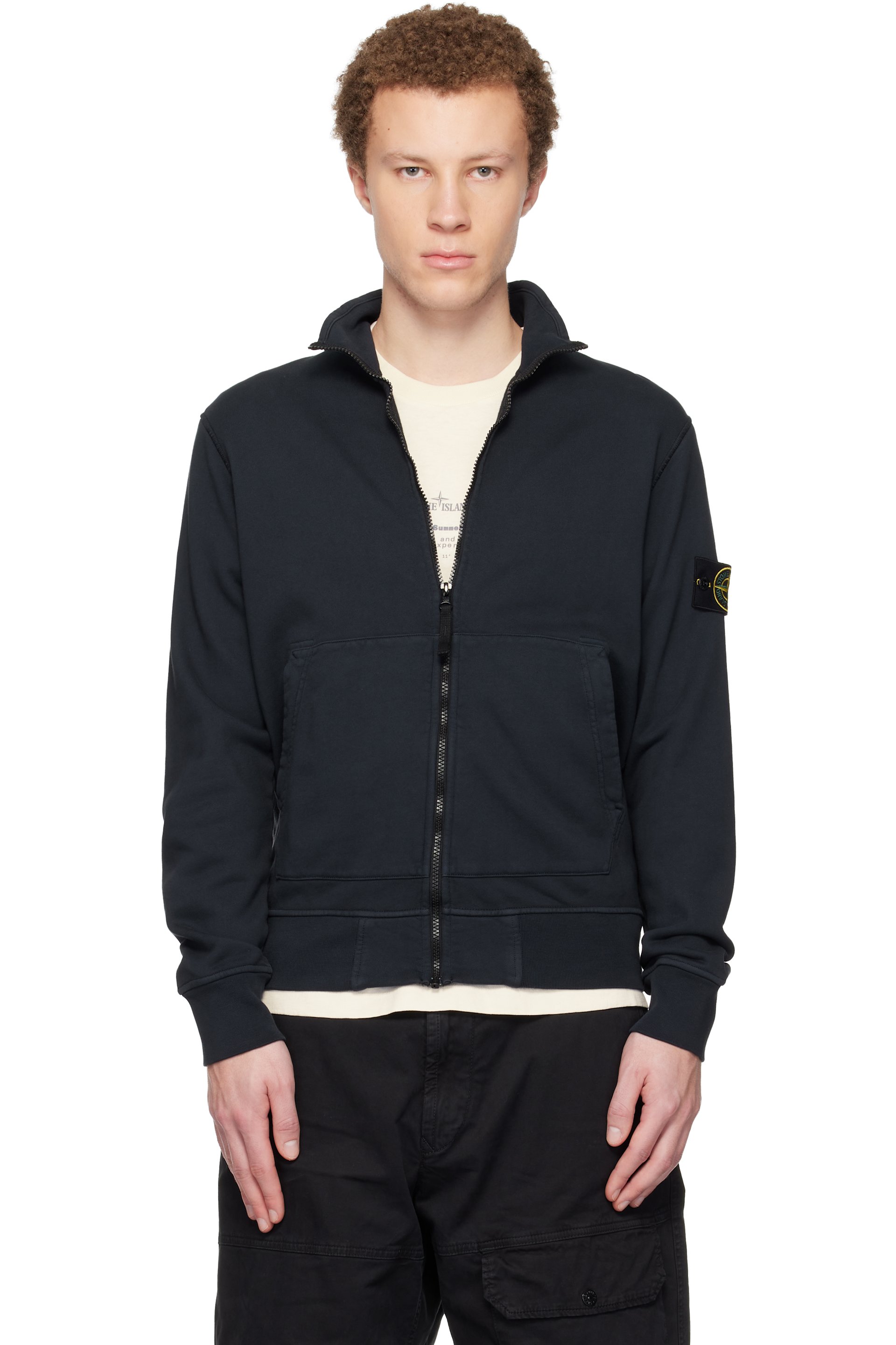 Stone Island - Blouson 6100063 bleu marine en coton bio