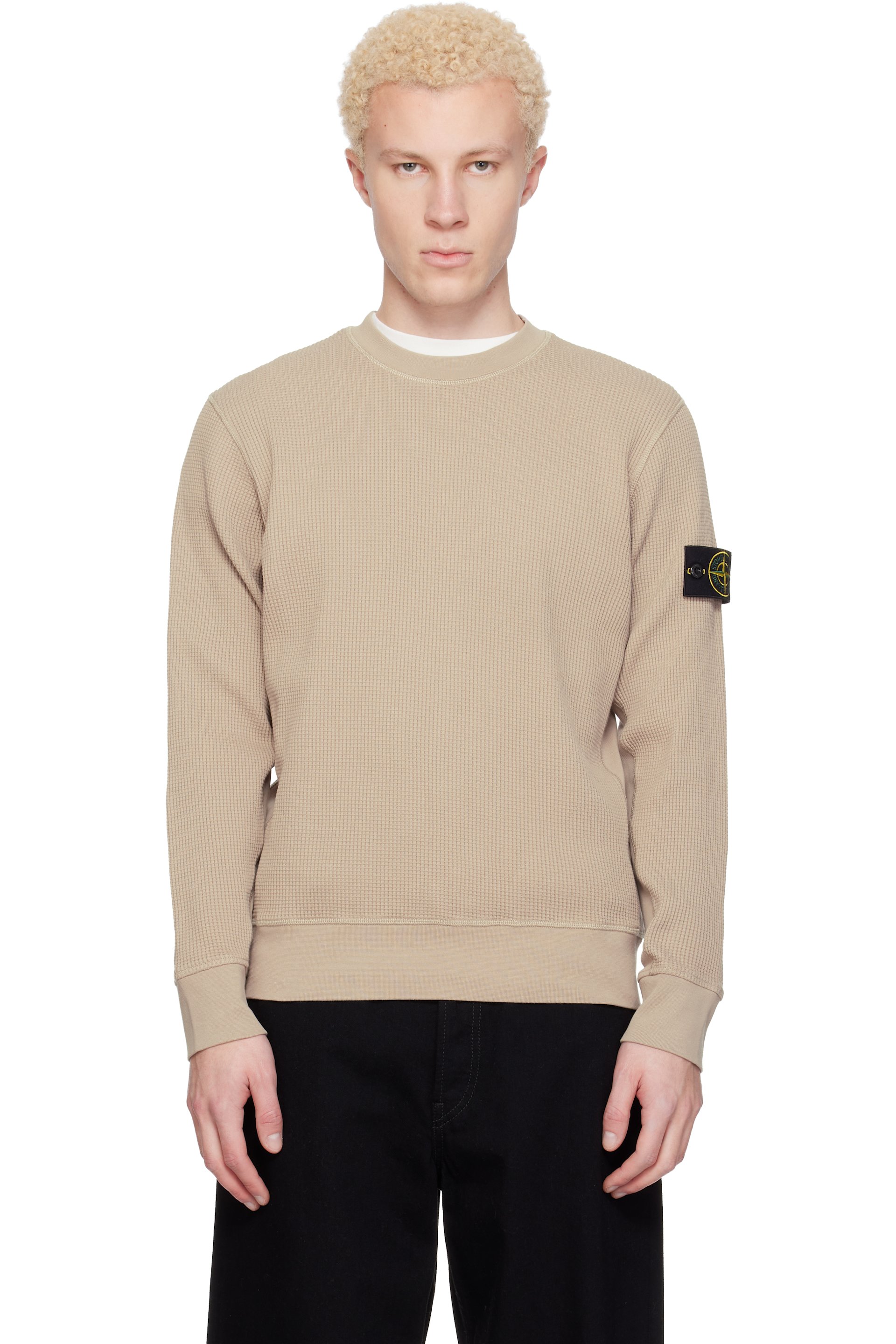 Stone Island - Beige 6100056 Organic Cotton Waffle Fleece Sweatshirt