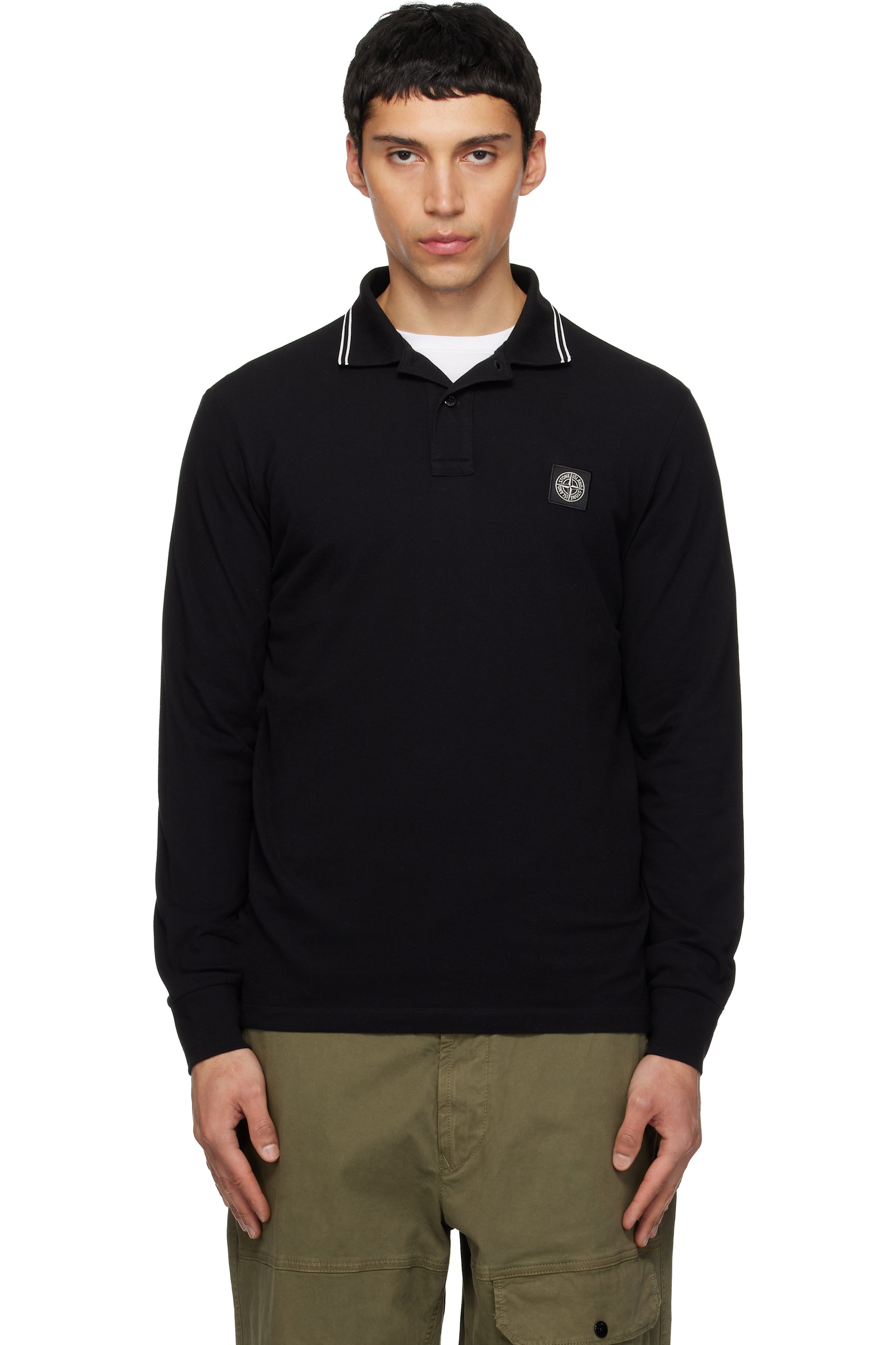 Stone Island - Black 2200012 Organic Cotton Piqué Polo
