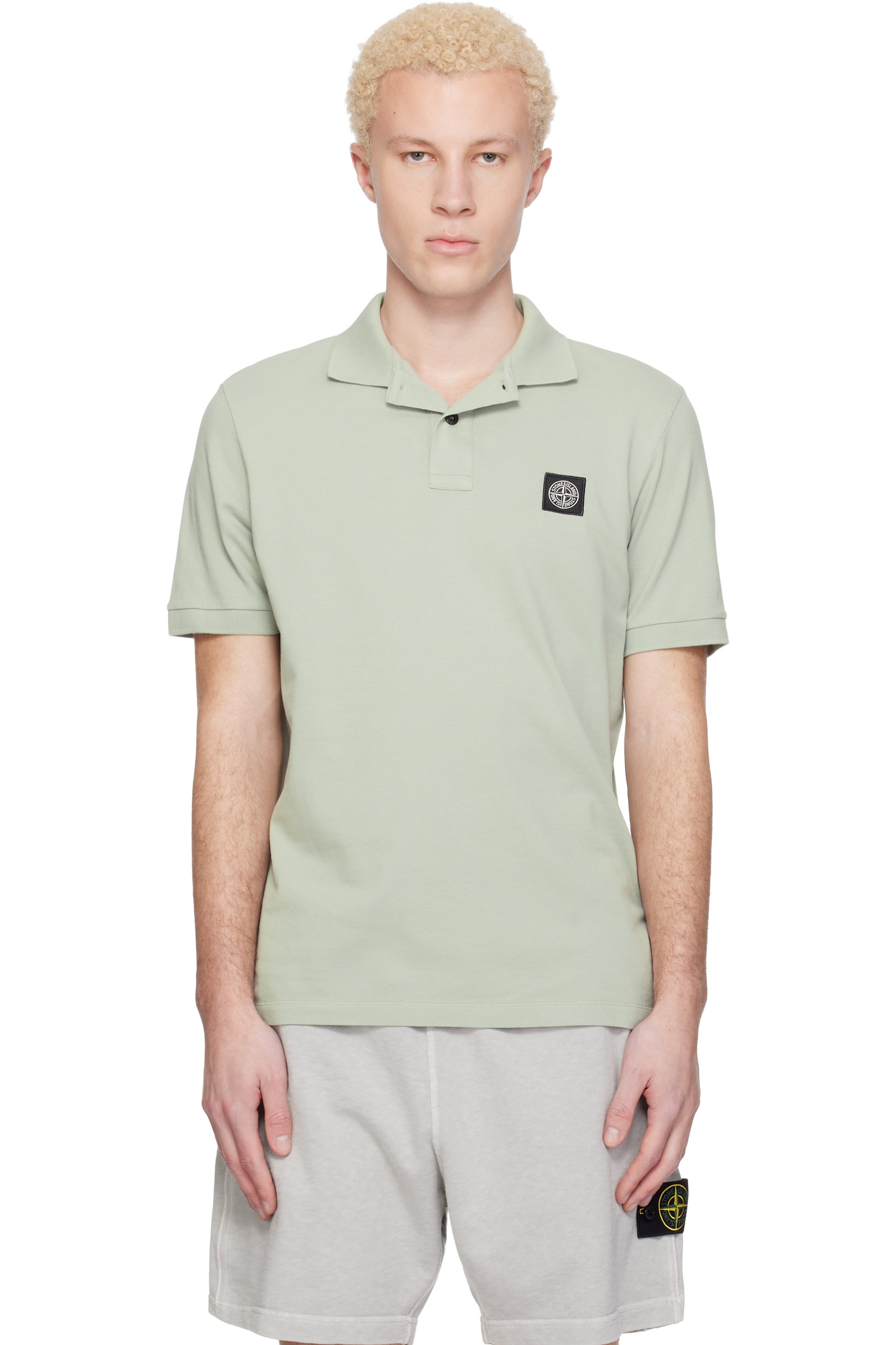 Stone Island - Green 2200008 Organic Cotton Piqué Stretch Polo