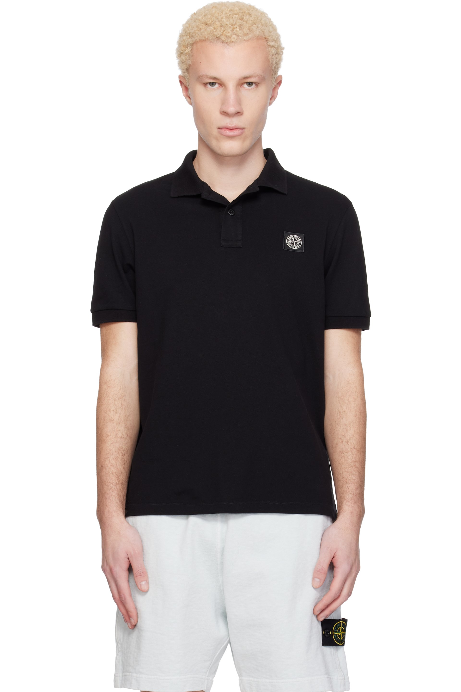 Stone Island - Black 2200008 Organic Cotton Piqué Stretch Polo