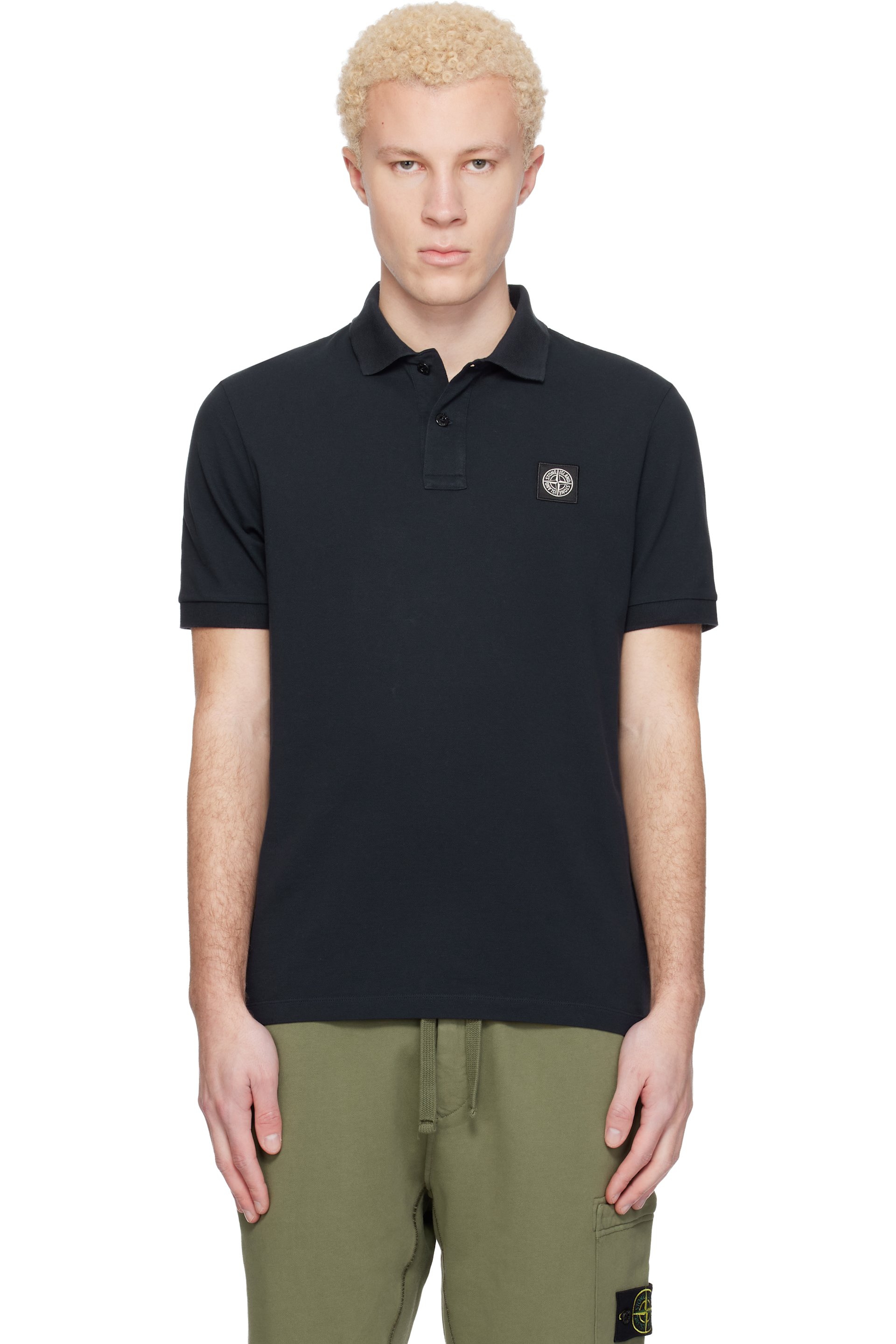 Stone Island: ネイビー 2200008 Organic Cotton Piqué Stretch