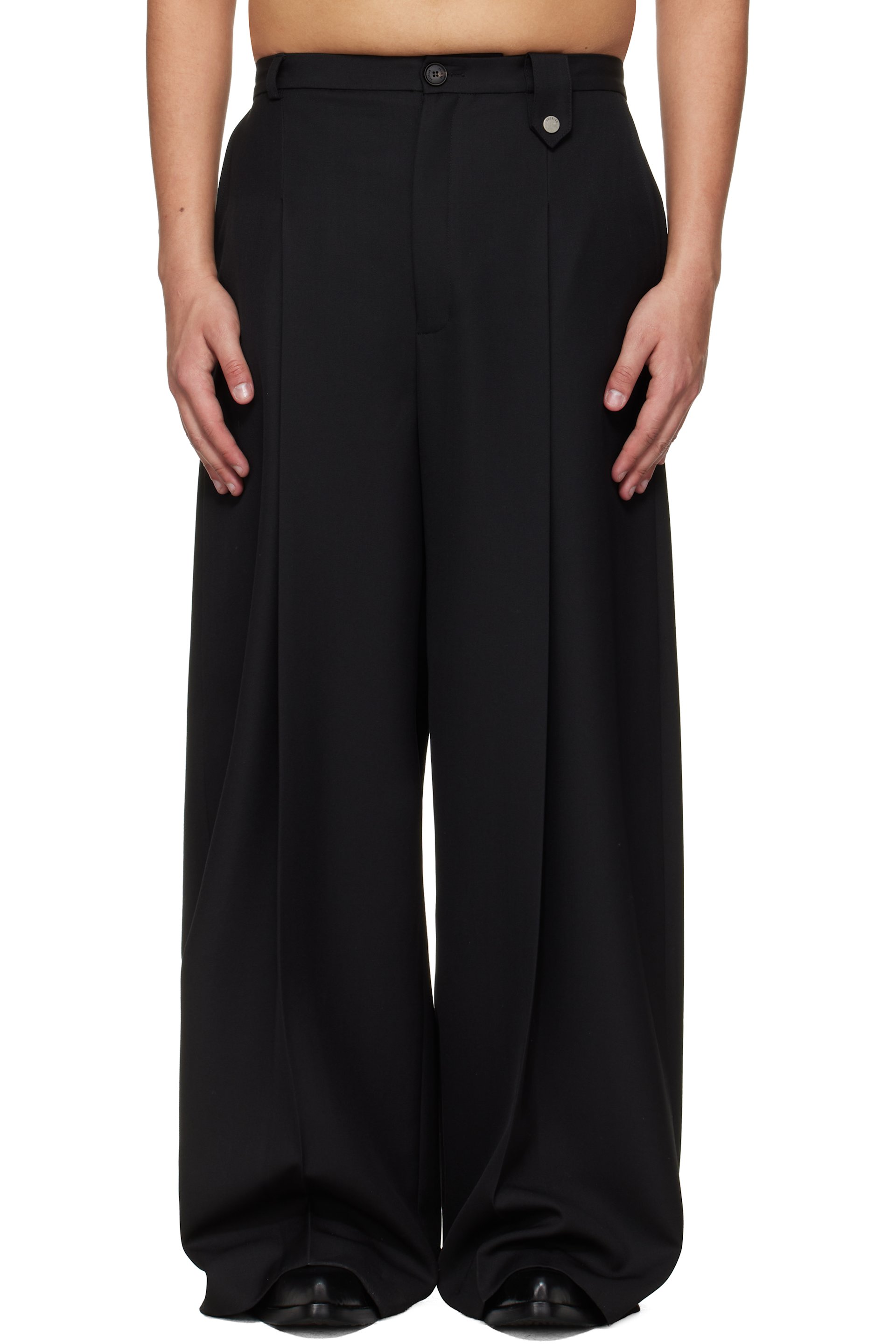 EGONlab - Black Fluid Tailored Wide Leg Trousers