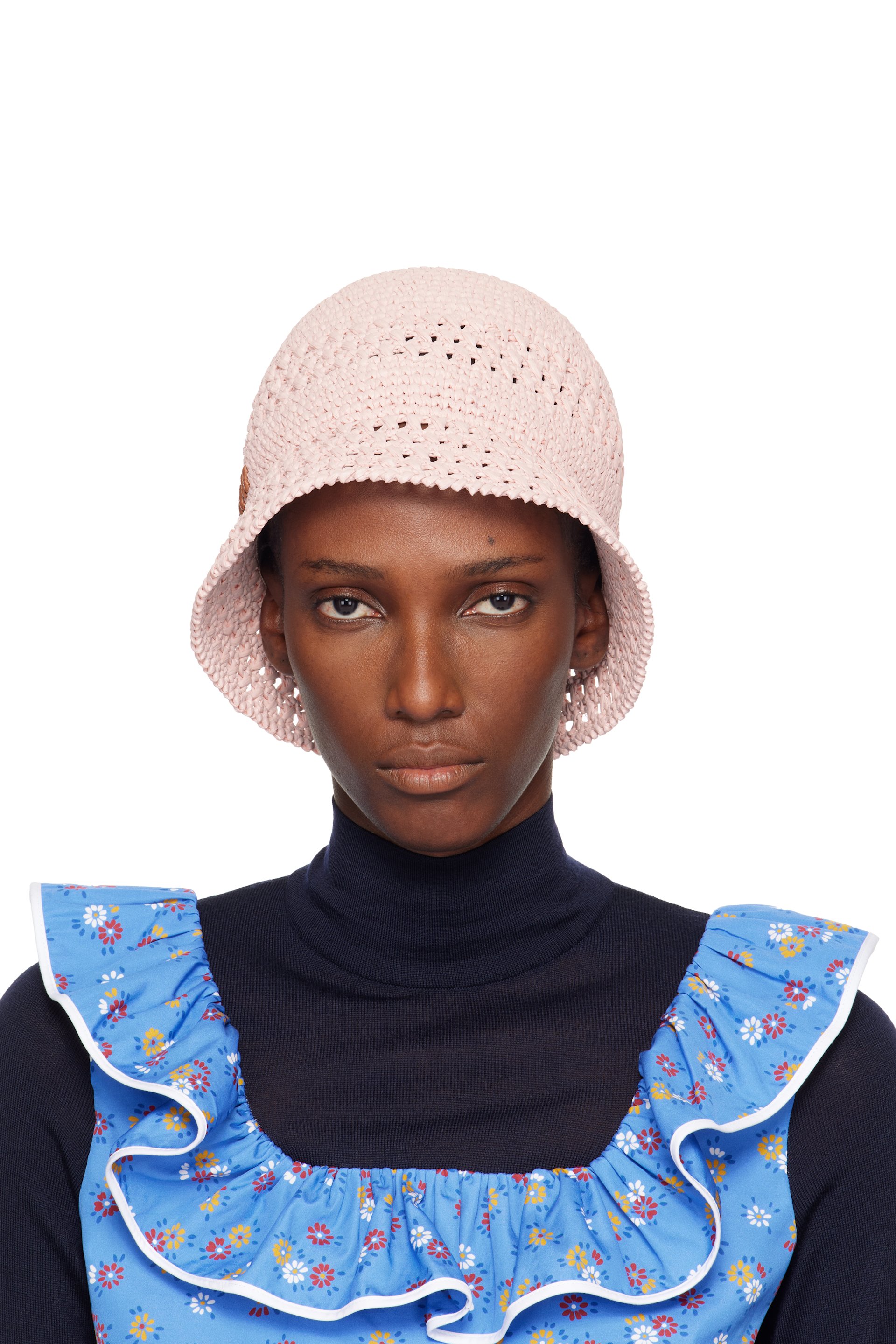 Miu Miu - Chapeau bob rose à logo tissé