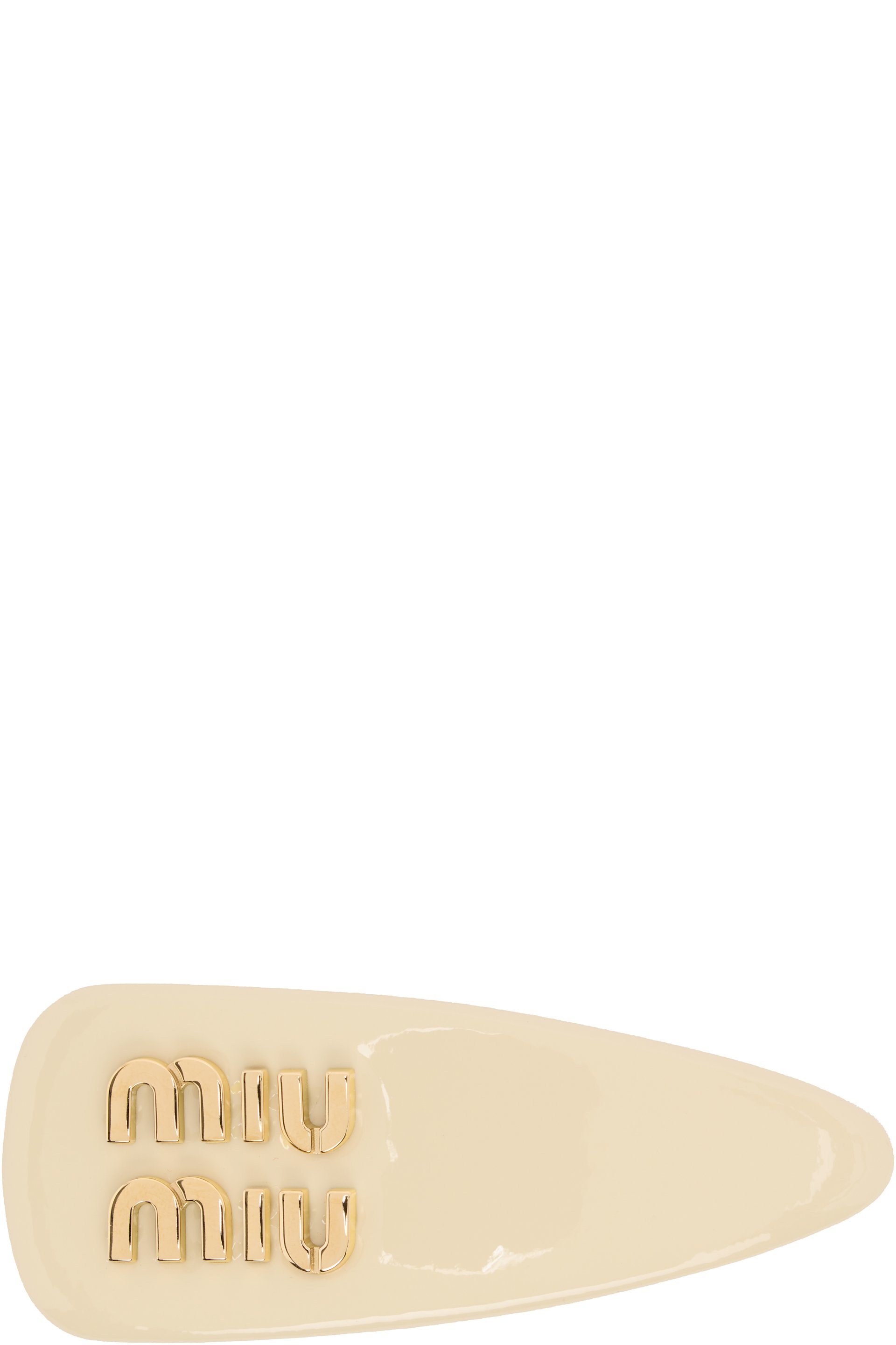 Miu Miu - Barrette blanc cassé en cuir verni