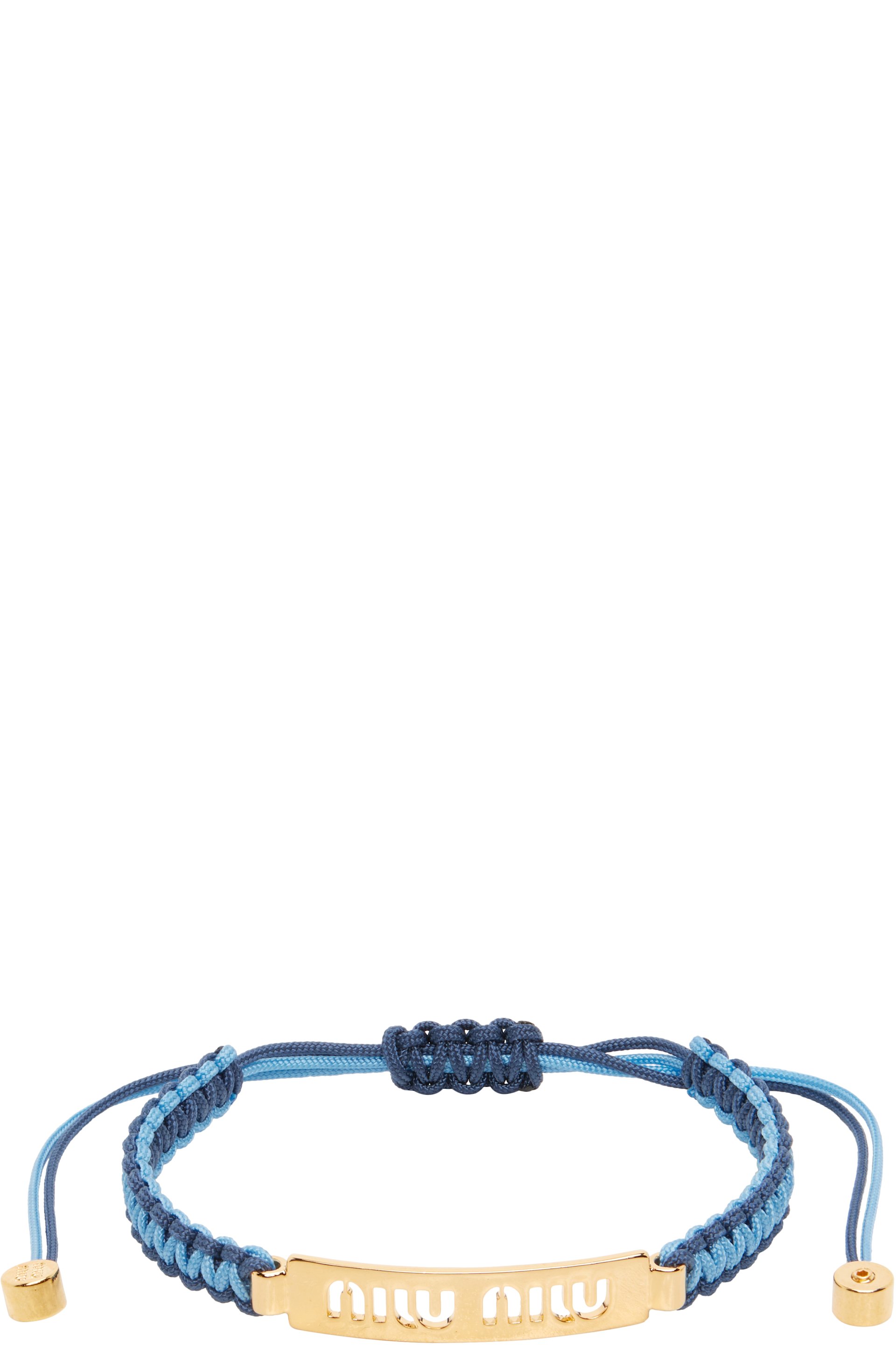 Miu Miu - Bracelet en corde de coton à plaque en métal