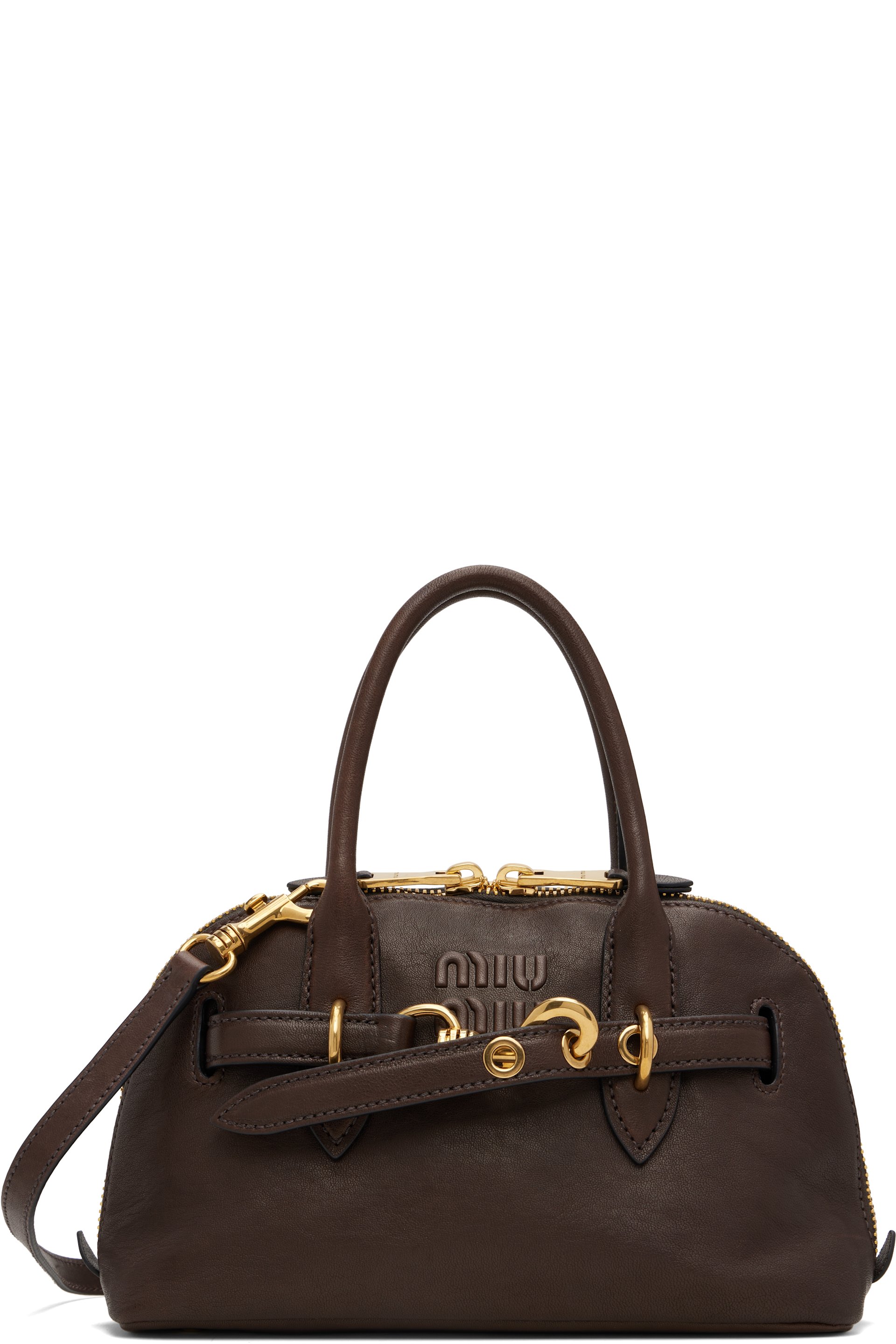 Miu Miu - Sac à main Aventure brun en cuir nappa