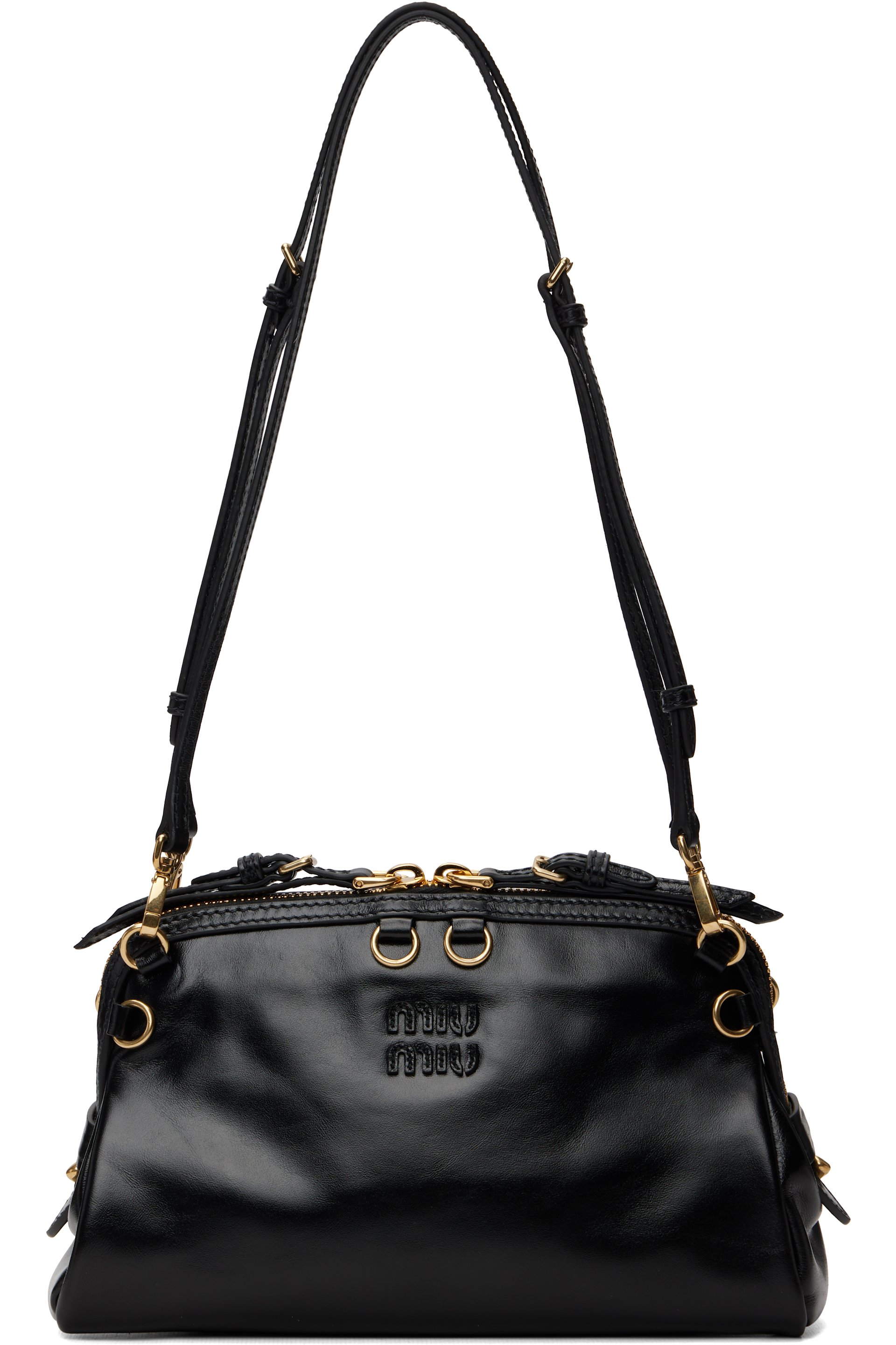 Miu Miu - Sac lustré noir en cuir poncé