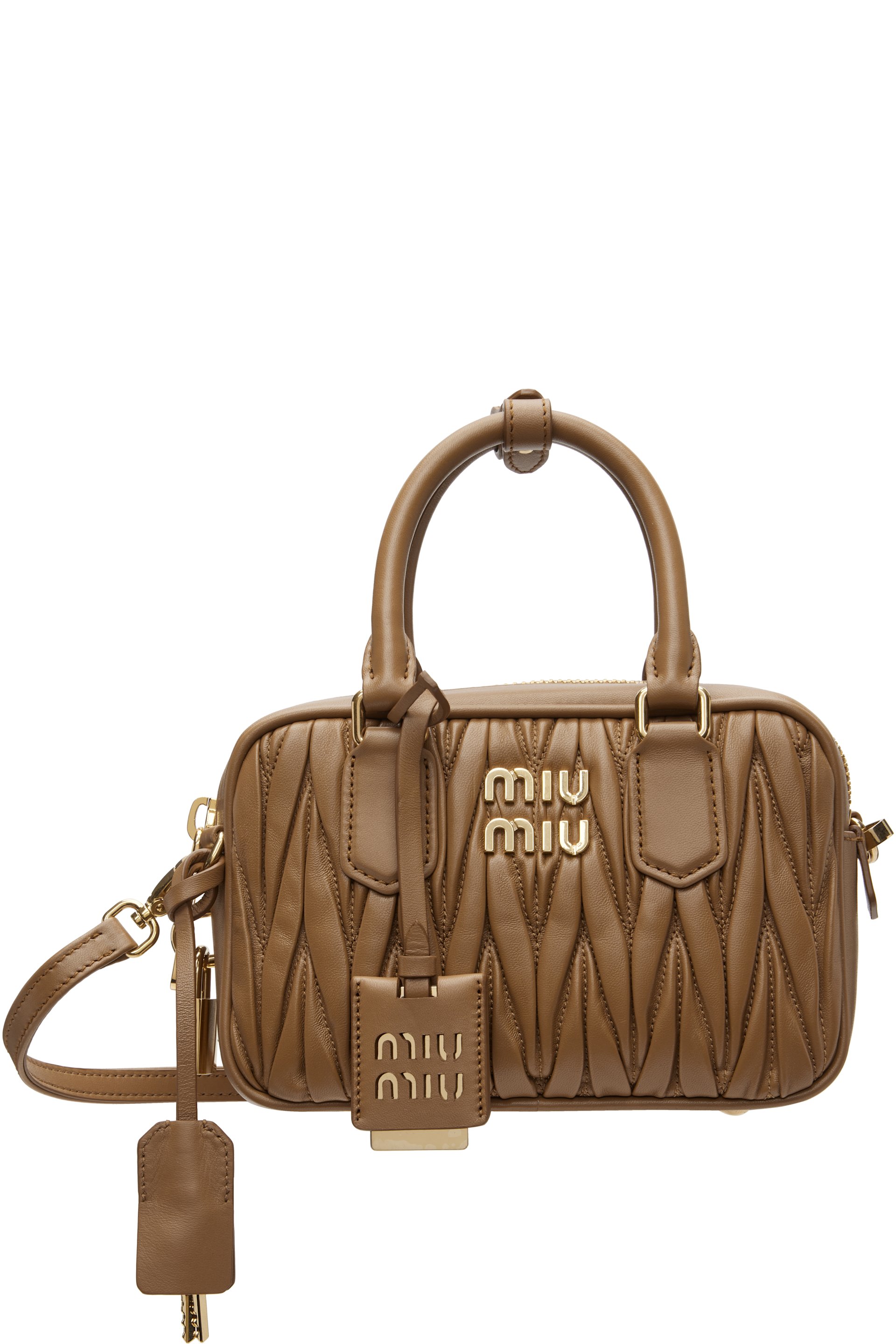 Miu Miu - Sac matelassé Arcadie brun en cuir nappa
