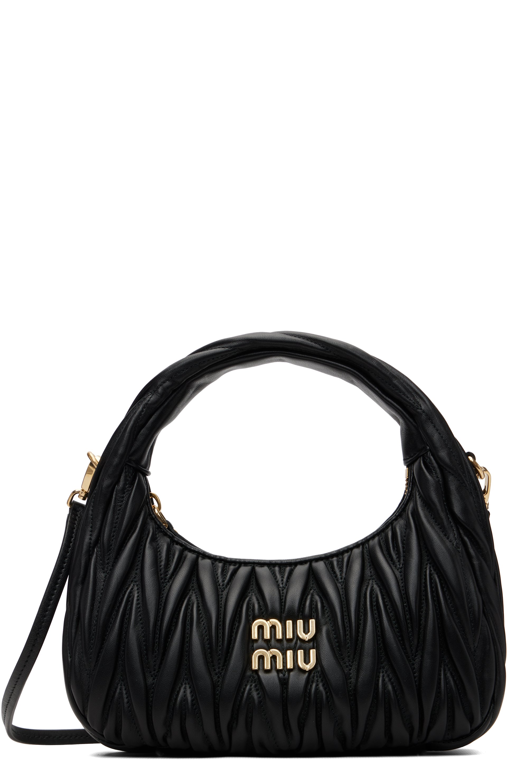 Miu Miu - Sac matelassé Wander noir en cuir nappa
