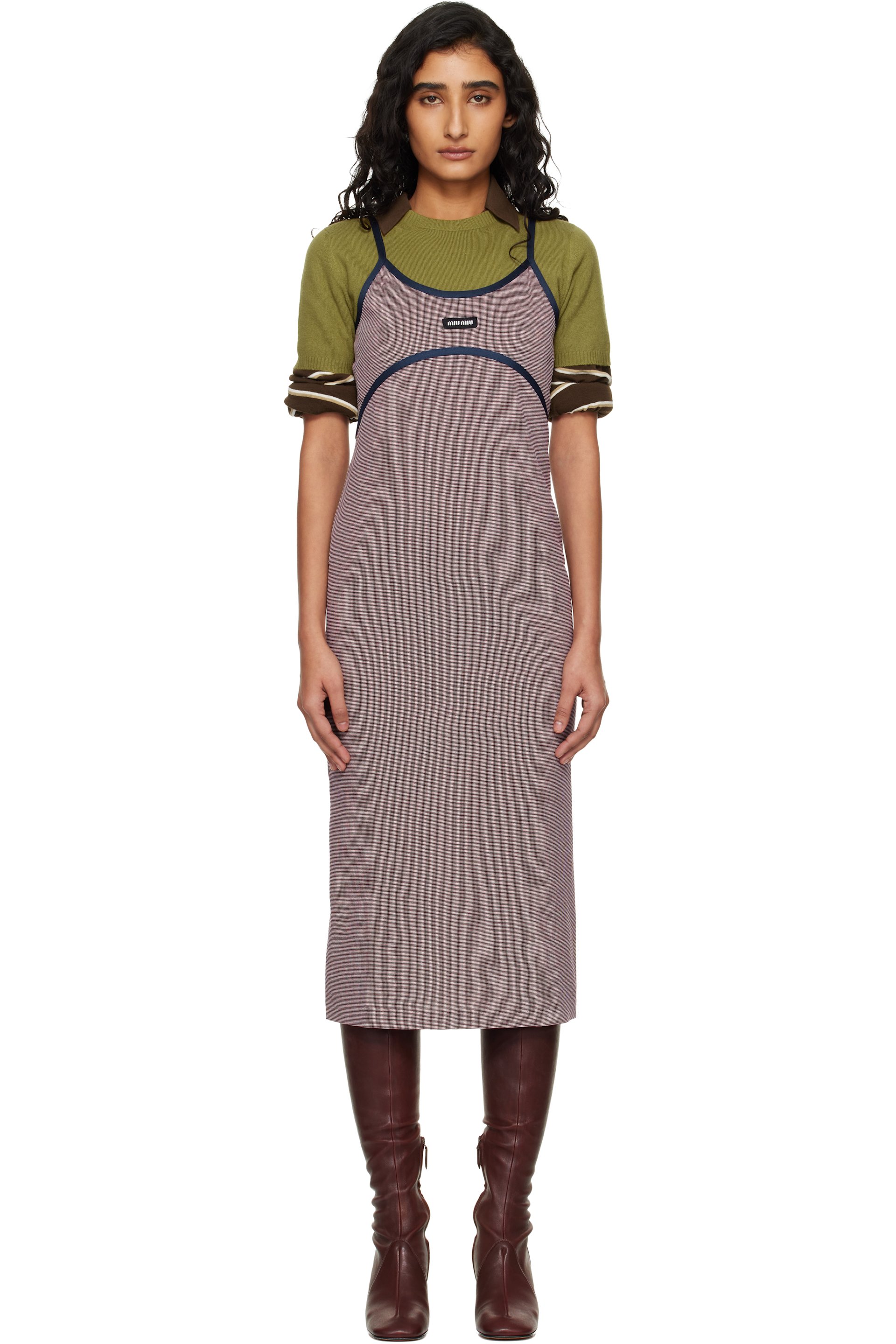Miu Miu - Robe midi bourgogne en jersey