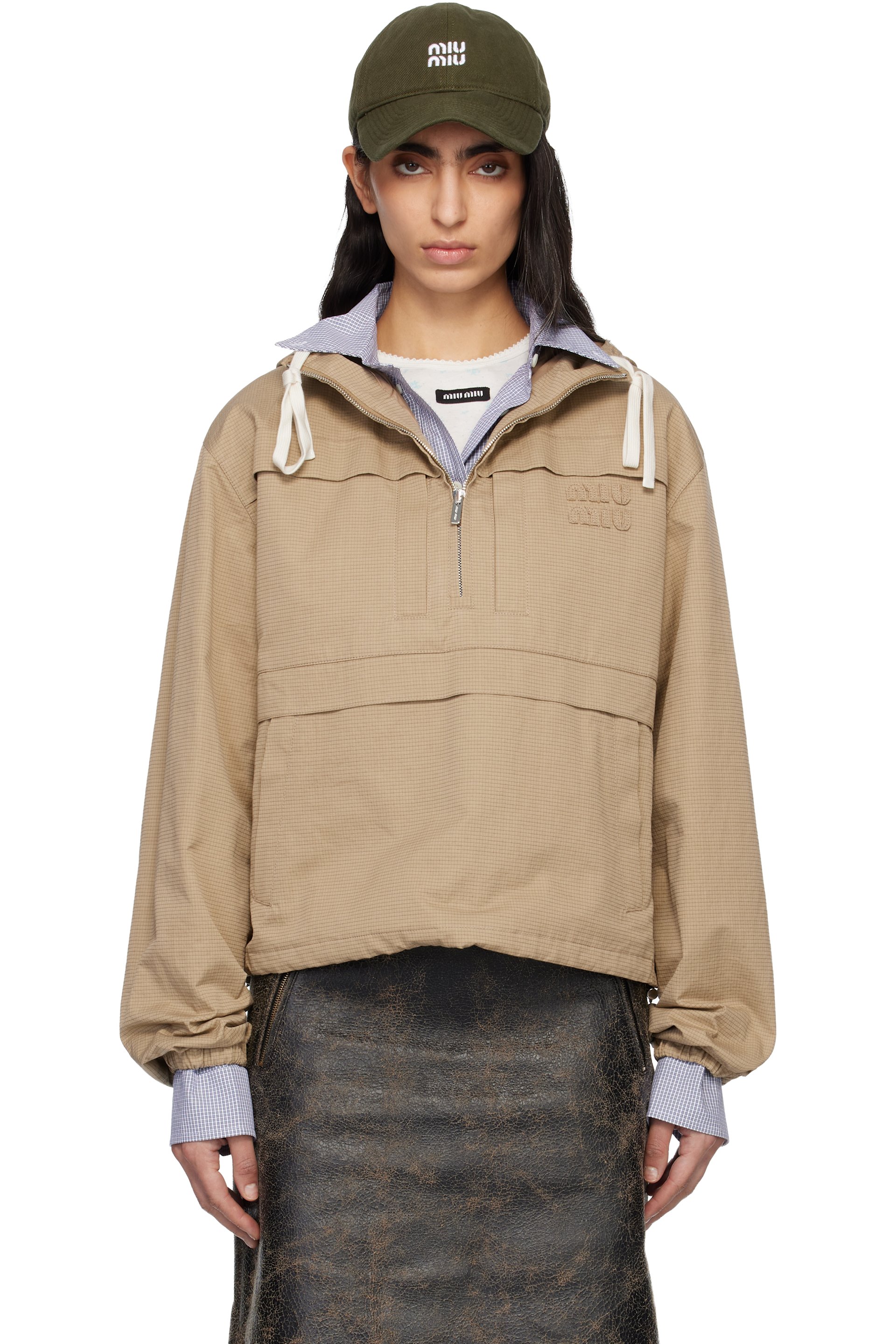 Miu Miu - Blouson beige en tissu antidéchirures