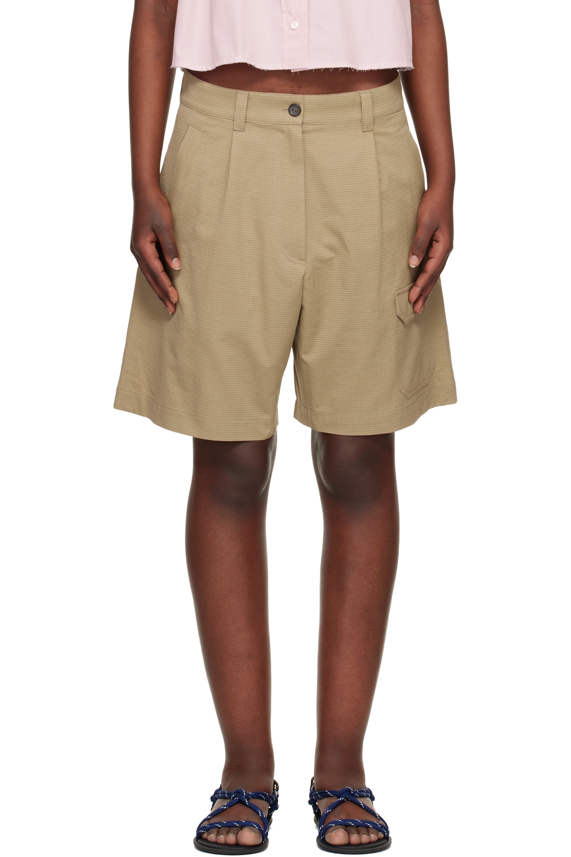 Miu Miu - Bermuda beige en tissu antidéchirures