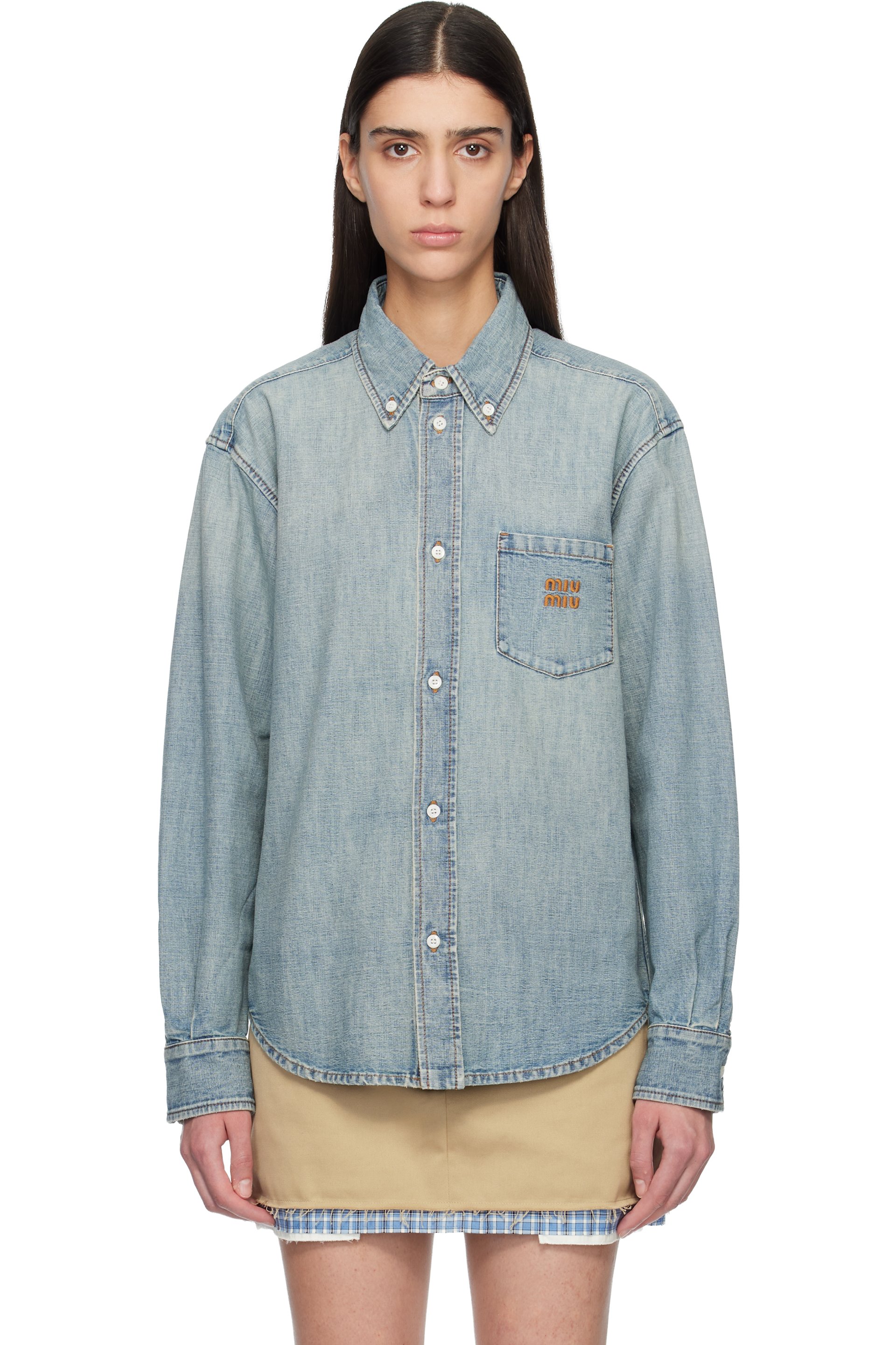 Miu Miu - Chemise bleue en chambray
